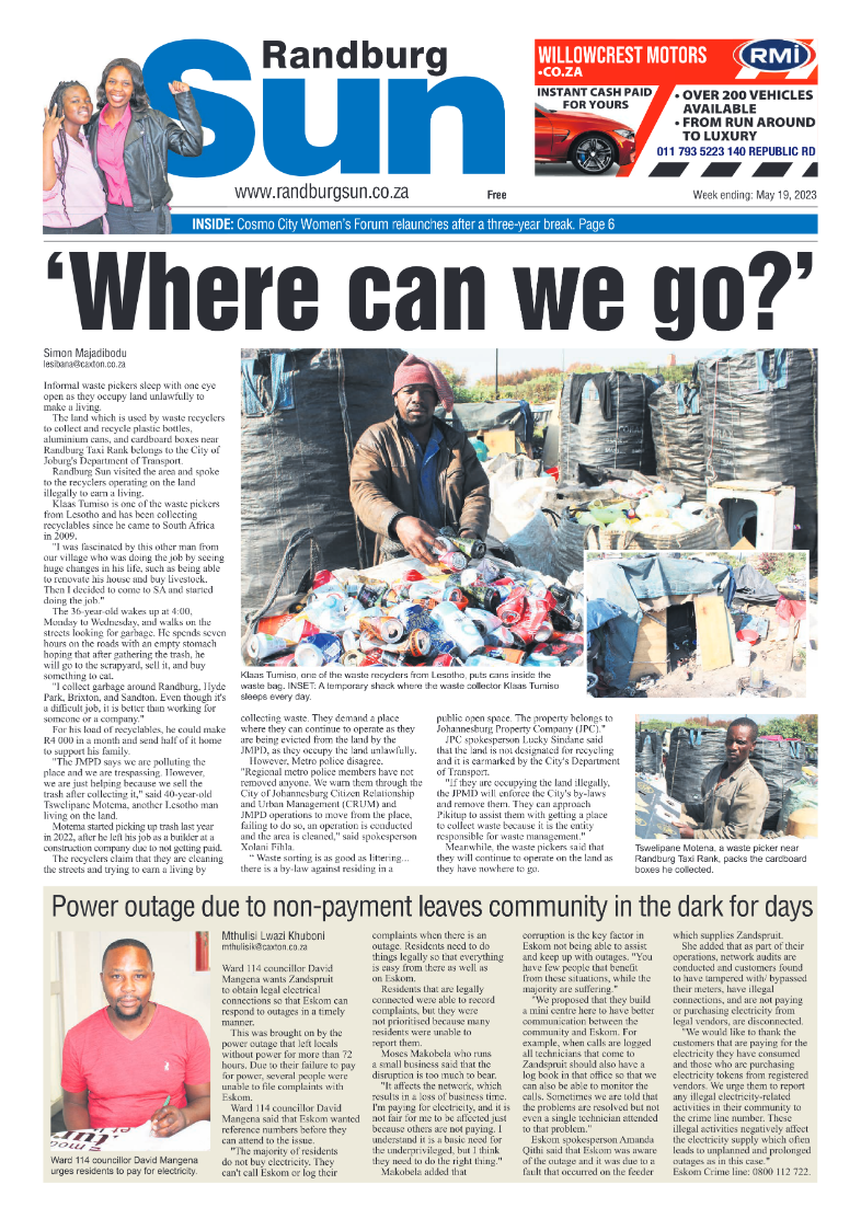 Randburg Sun 19 May 2023 page 1