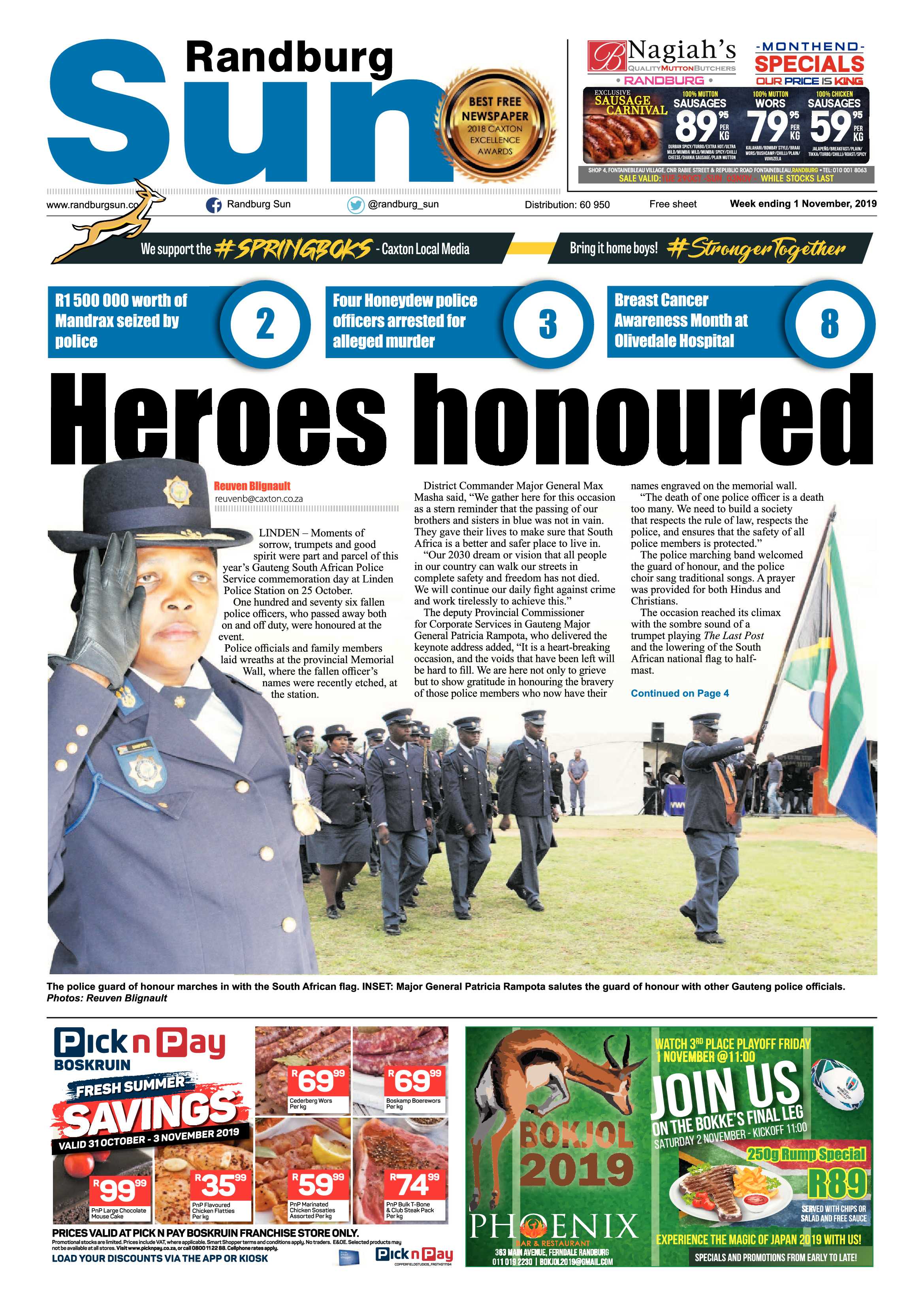 Randburg Sun 1 November, 2019 page 1