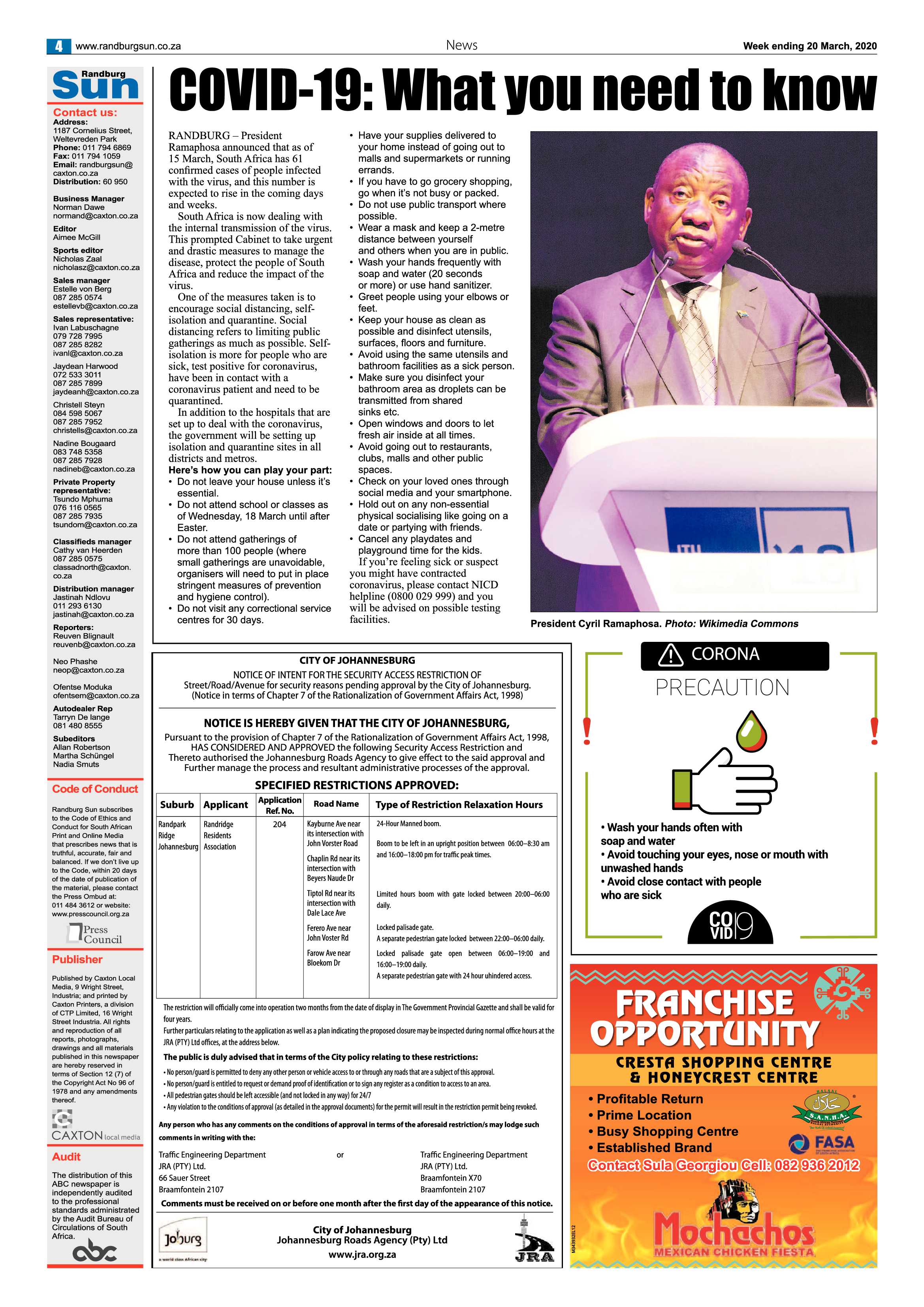 Randburg Sun 20 March 2020 page 4