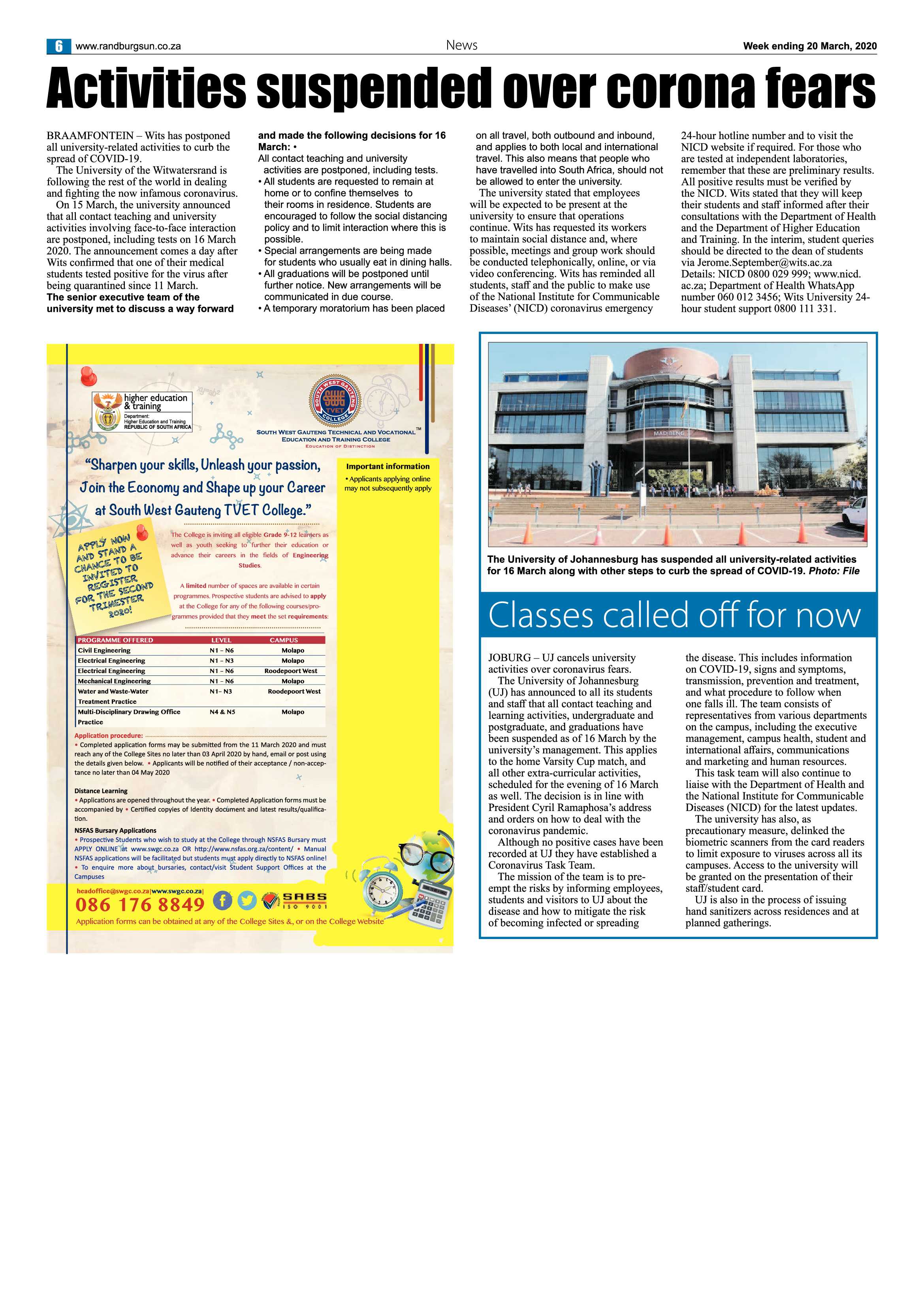 Randburg Sun 20 March 2020 page 6