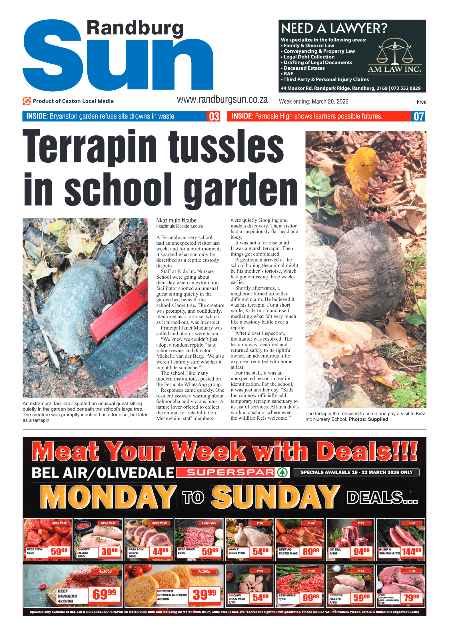 Randburg Sun 20 March 2026 page 1