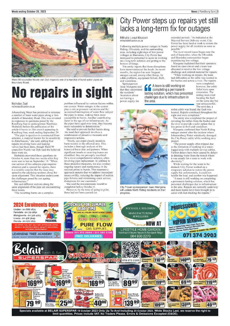 Randburg Sun 20 October 2023 page 3