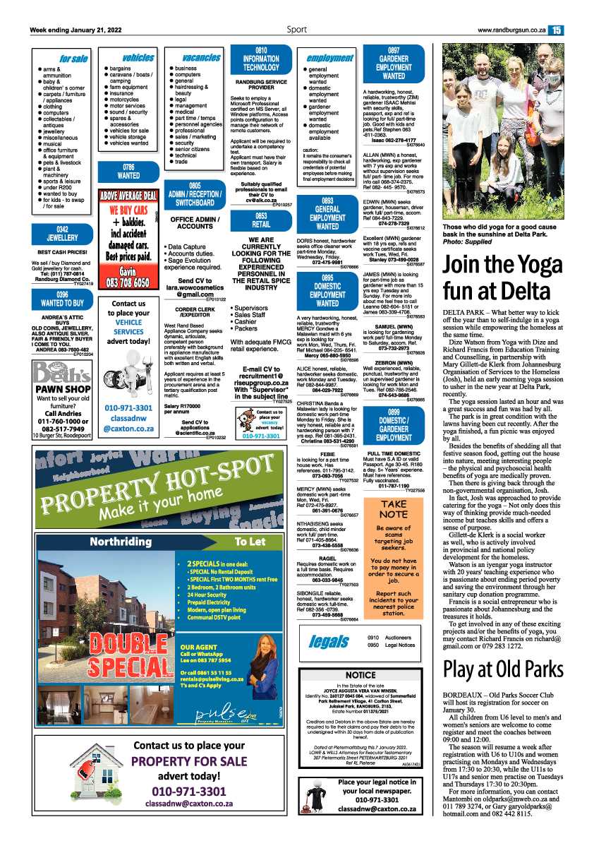 Randburg Sun  21 January 2022 page 15