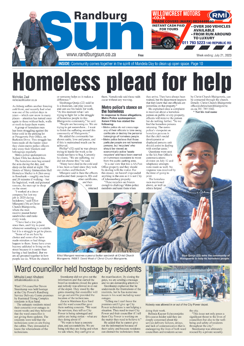Randburg Sun 21 July 2023 page 1