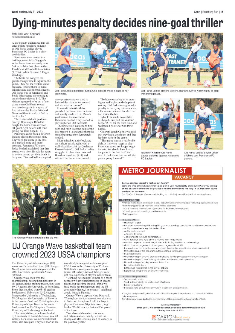 Randburg Sun 21 July 2023 page 15