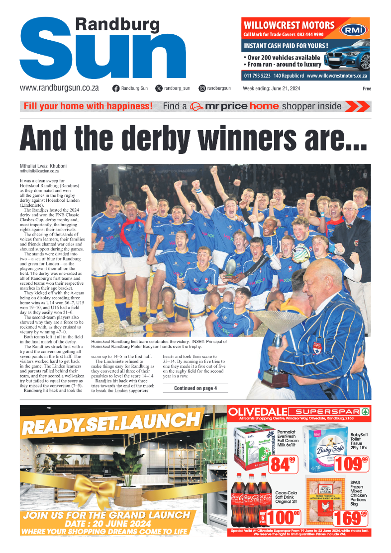 Randburg Sun 21 June 2024 page 1