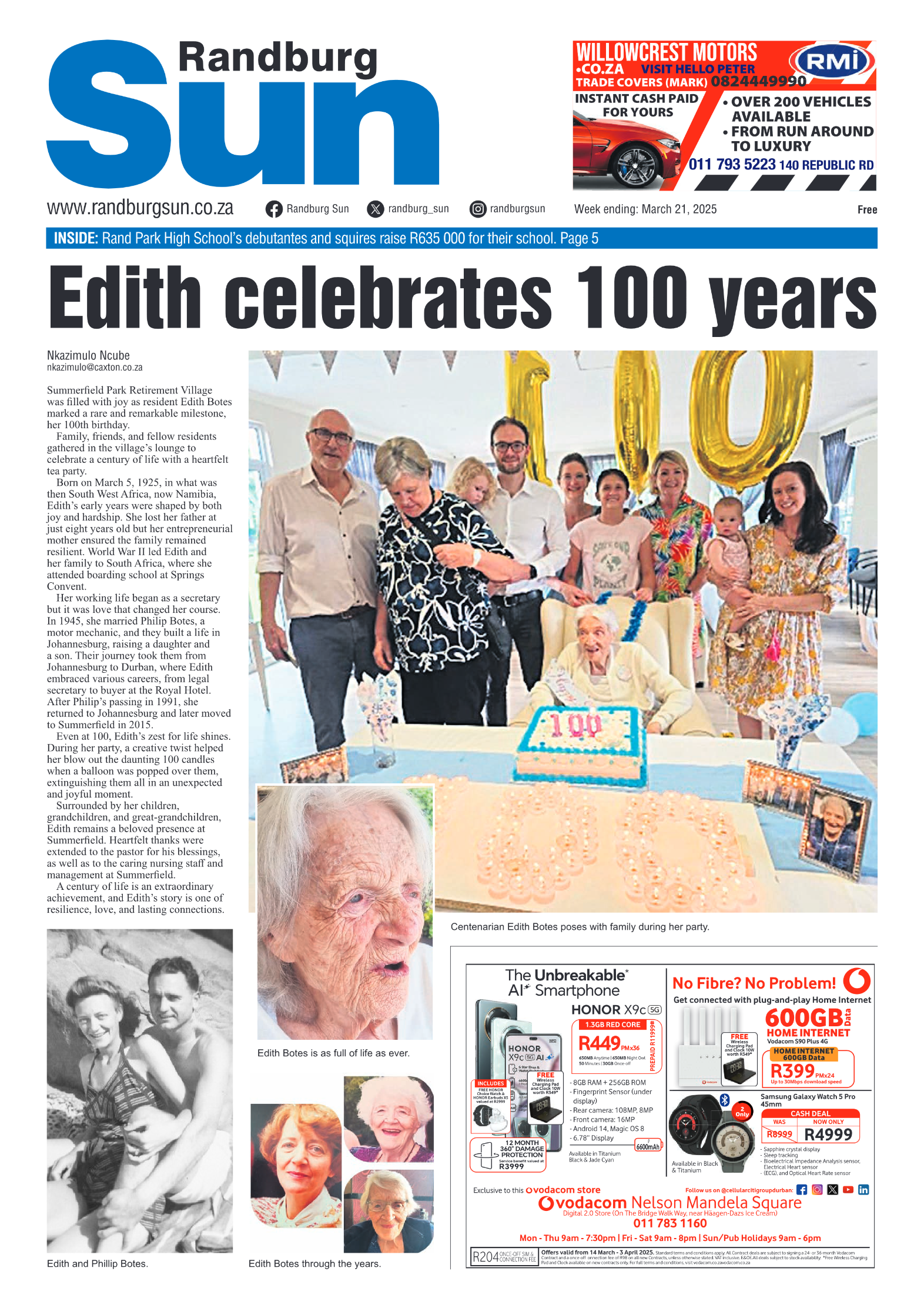 Randburg Sun 21 March 2025 page 1