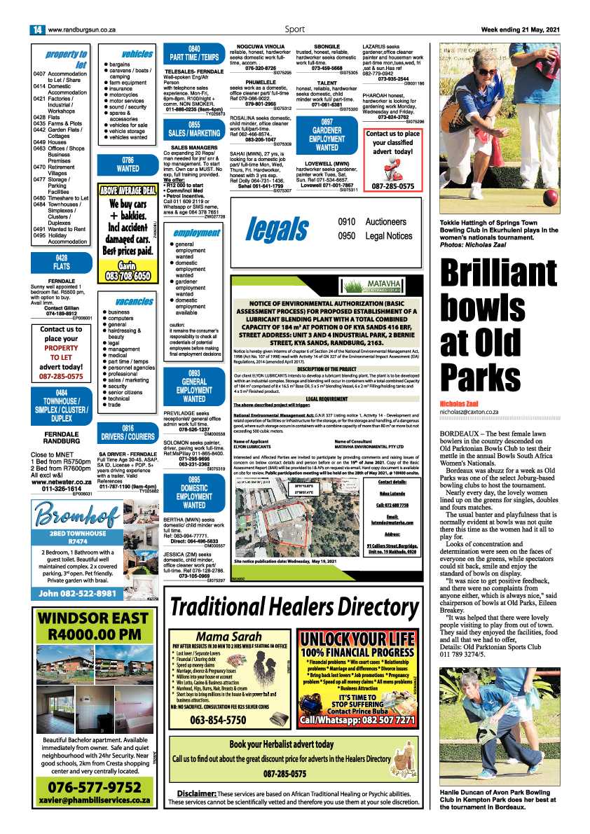 Randburg Sun 21 May 2021 page 14