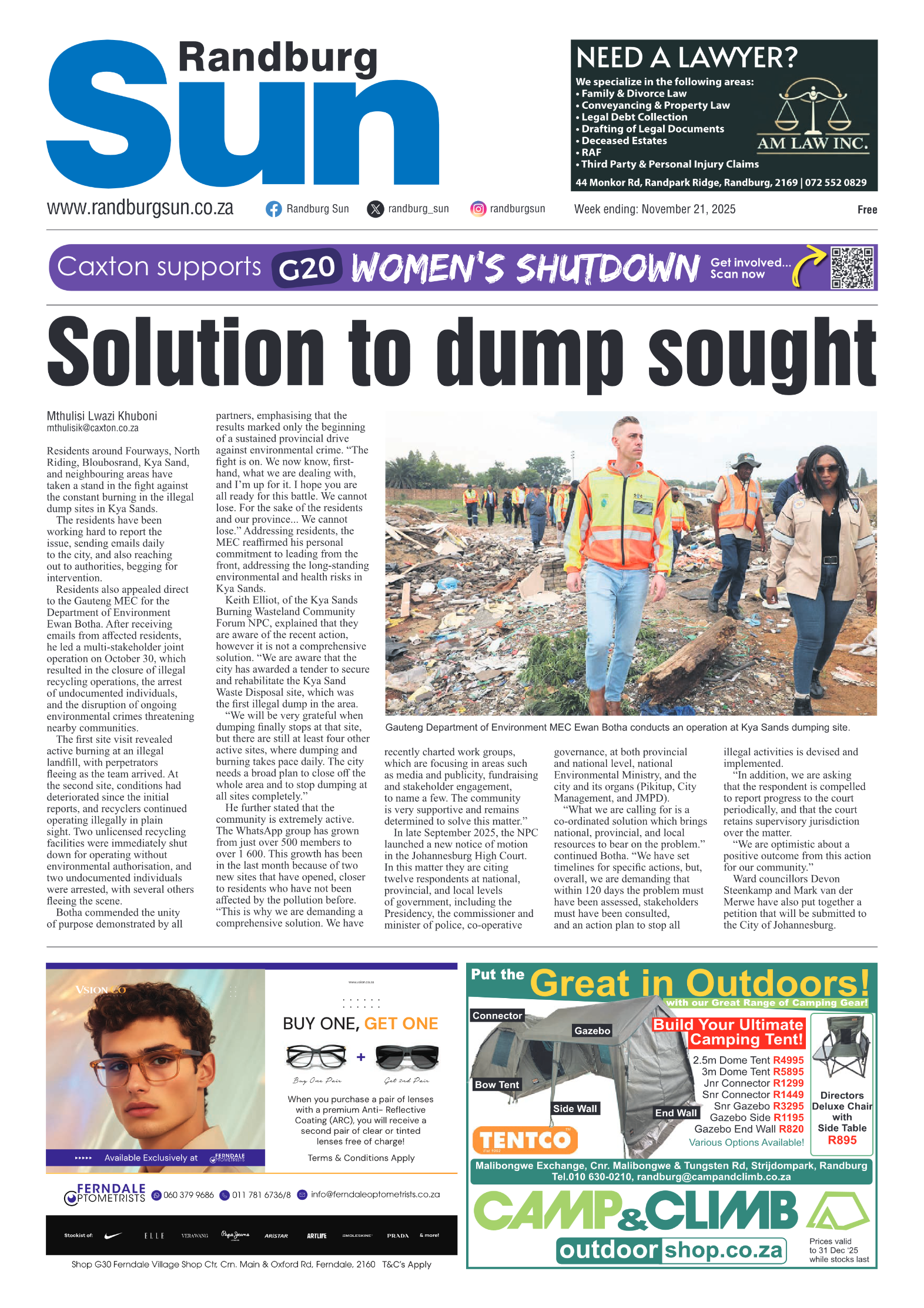 Randburg Sun 21 November 2025 page 1