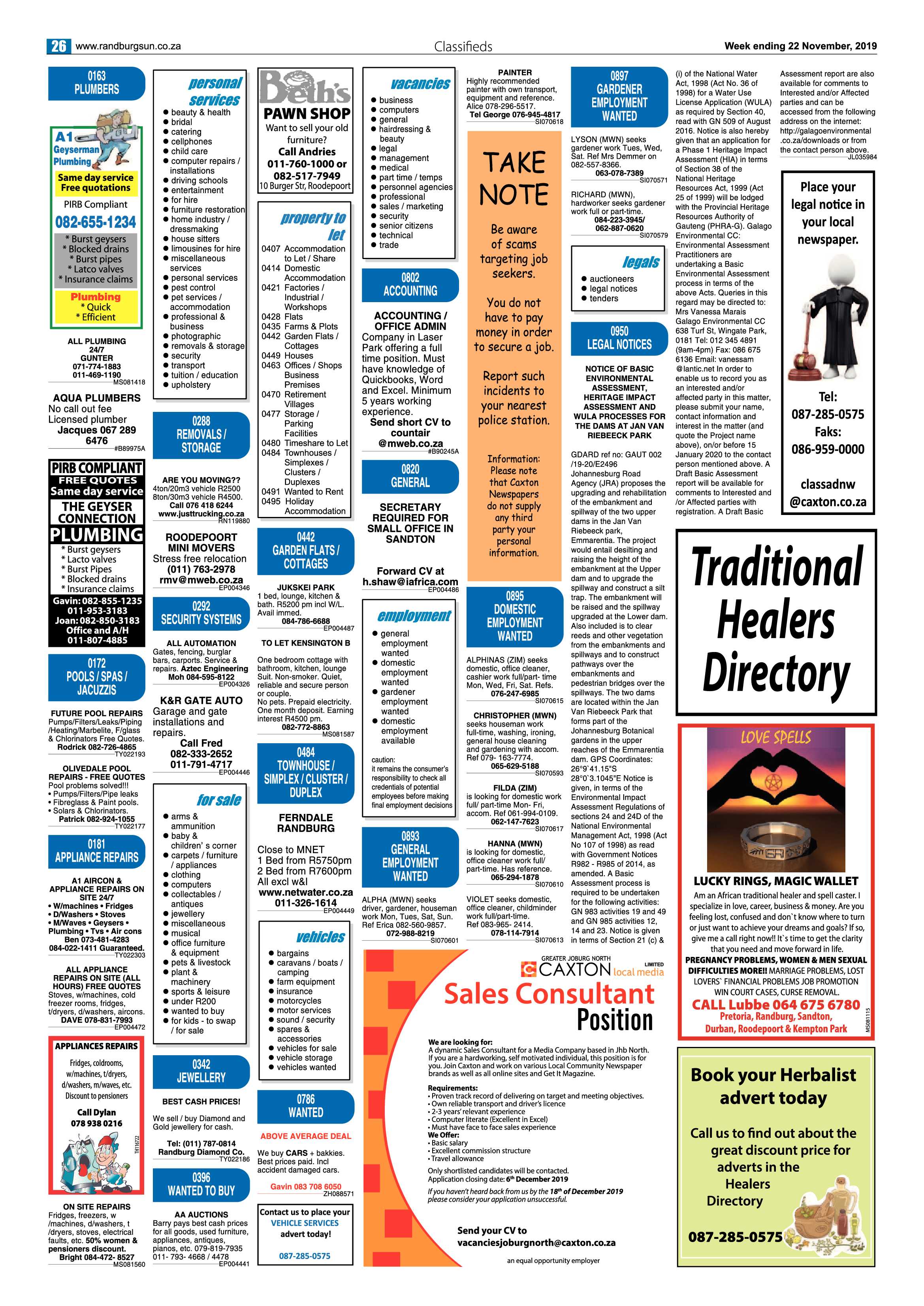 Randburg Sun 21 November, 2019 page 26