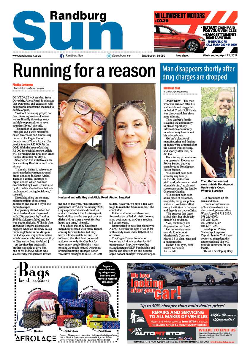 Randburg Sun 22 April 2022 page 1