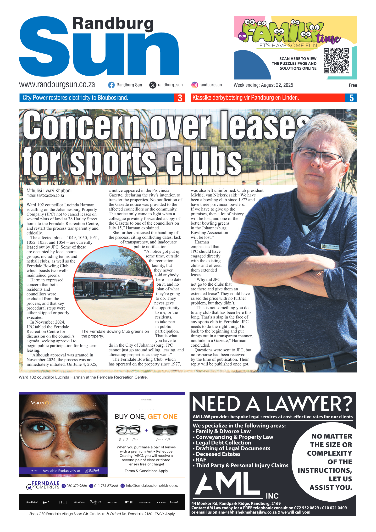 Randburg Sun 22 August 2025 page 1