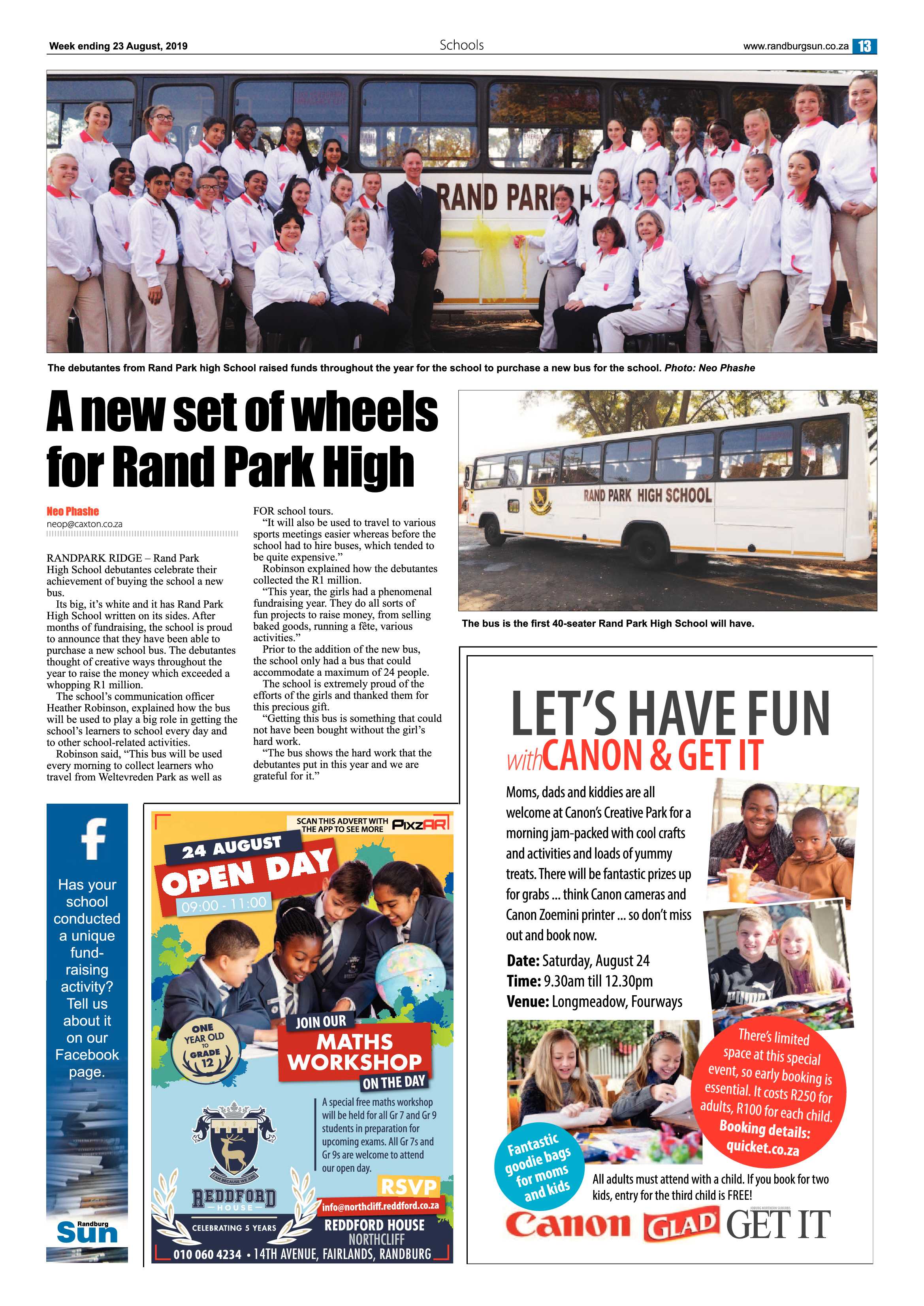 Randburg Sun 22 August, 2019 page 13