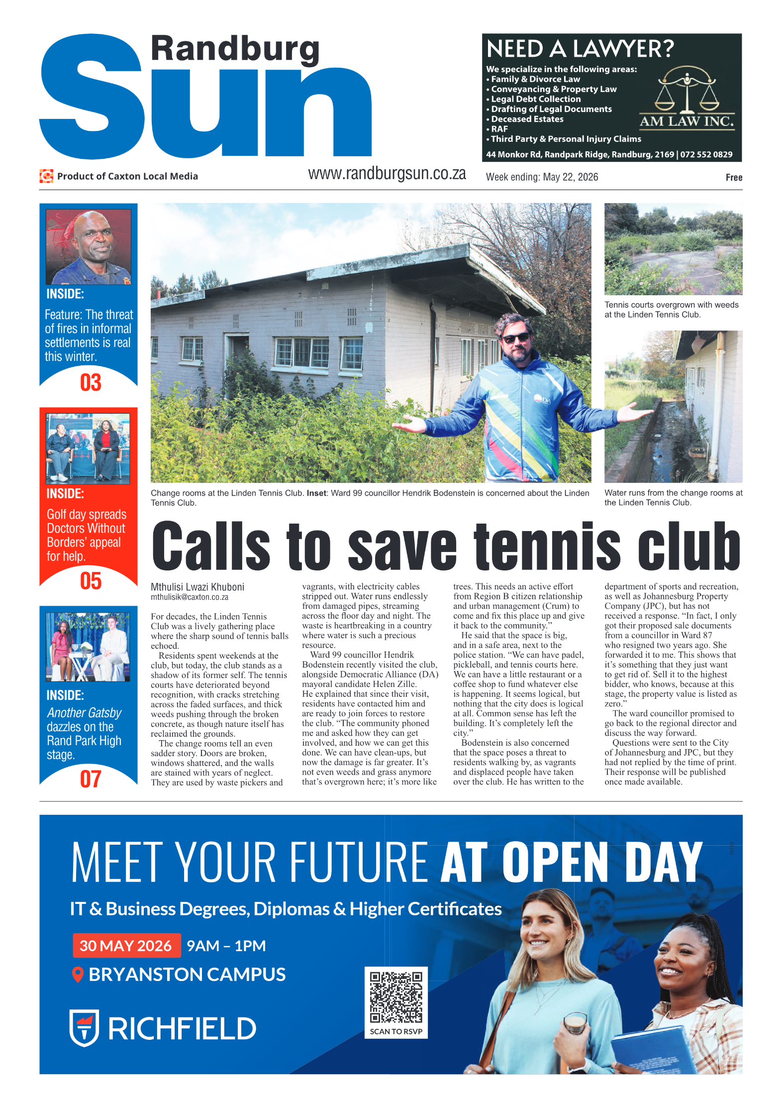 Randburg Sun 22 May 2026 page 1