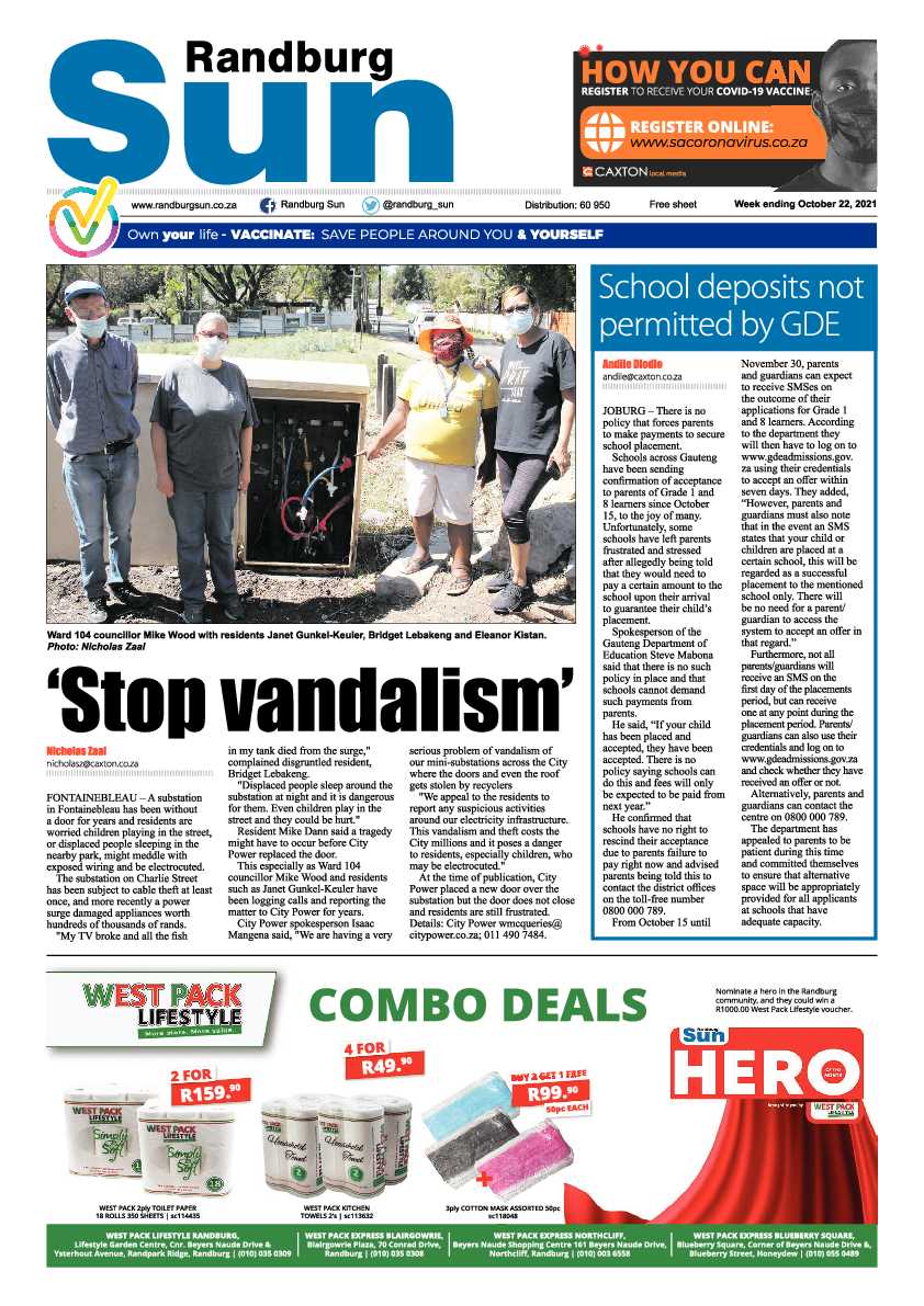 Randburg Sun 22 October 2021 page 1