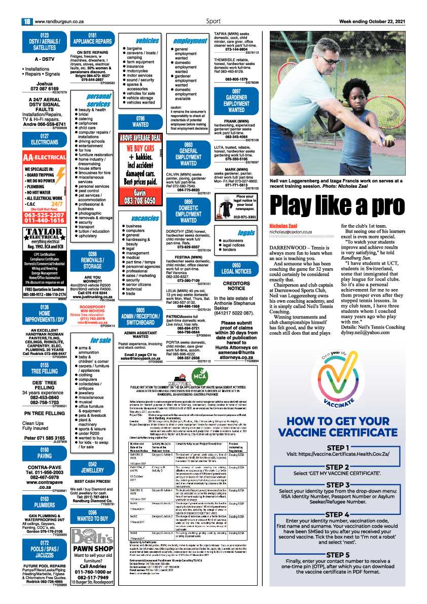 Randburg Sun 22 October 2021 page 18