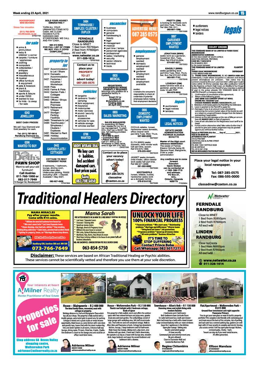 Randburg Sun 23 April 2021 page 15