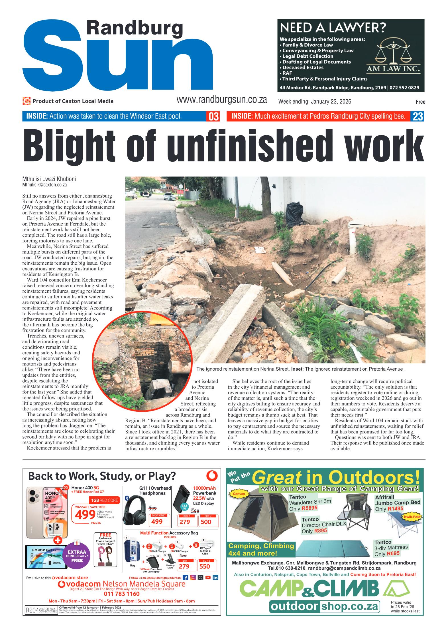 Randburg Sun 23 January 2026 page 1