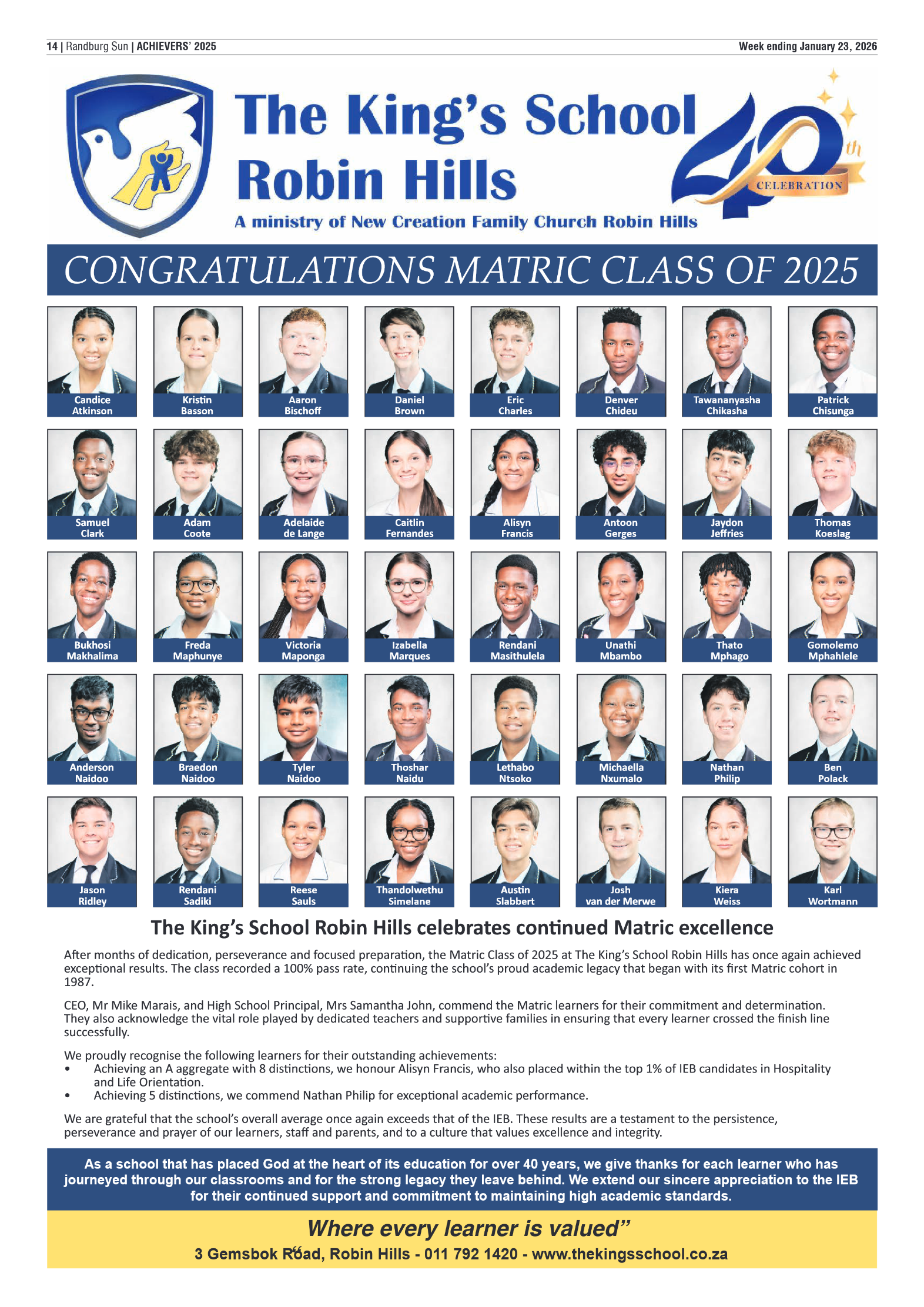 Randburg Sun 23 January 2026 page 14