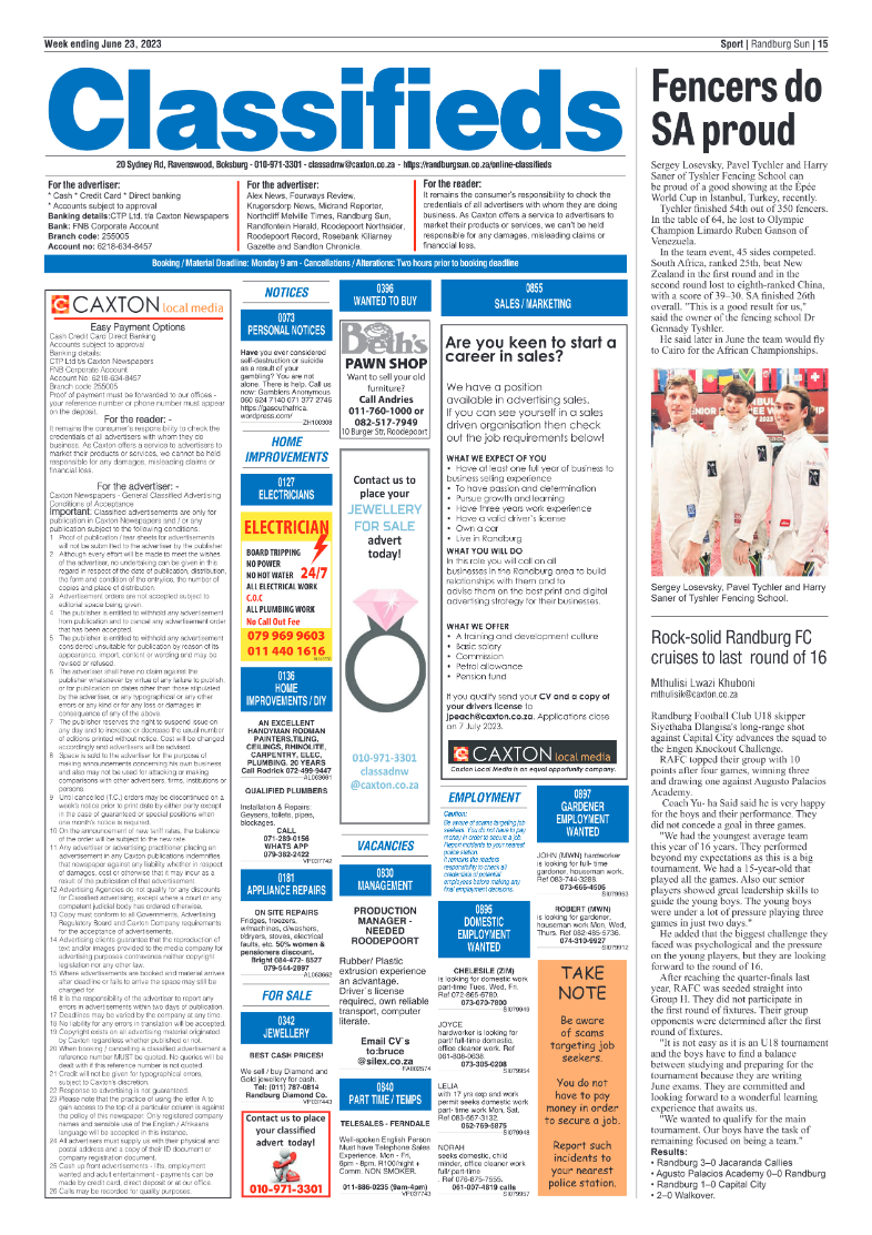Randburg Sun 23 June 2023 page 15