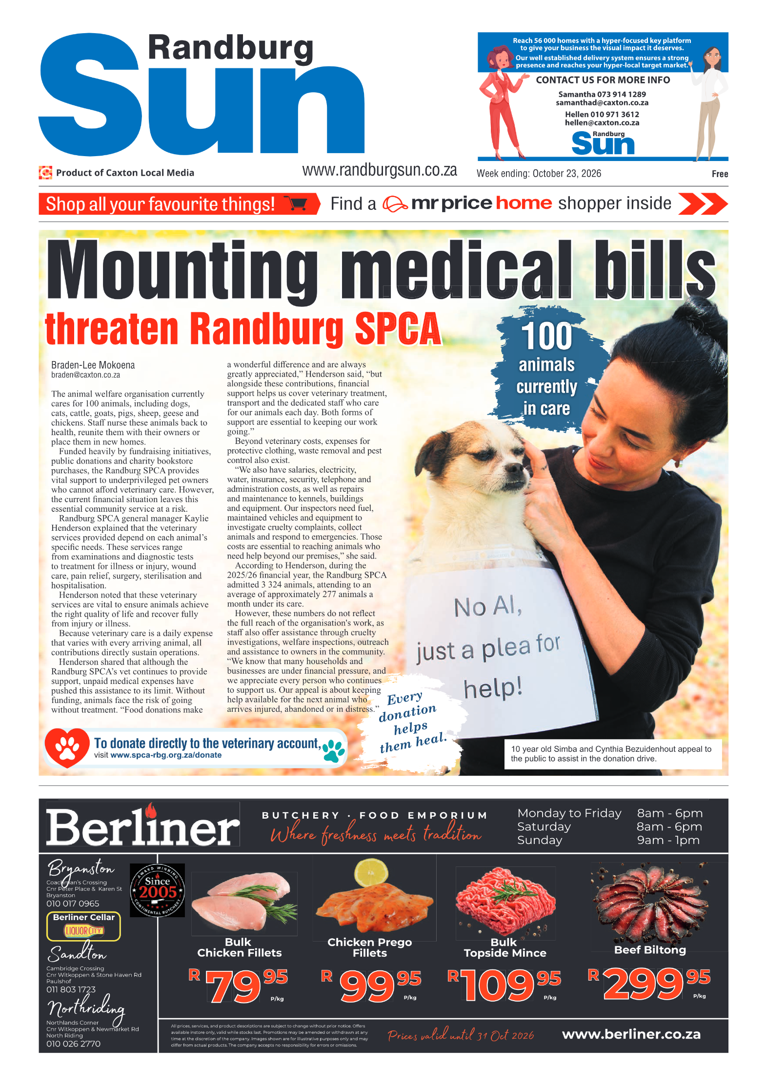 Randburg Sun 23 October 2026 page 1