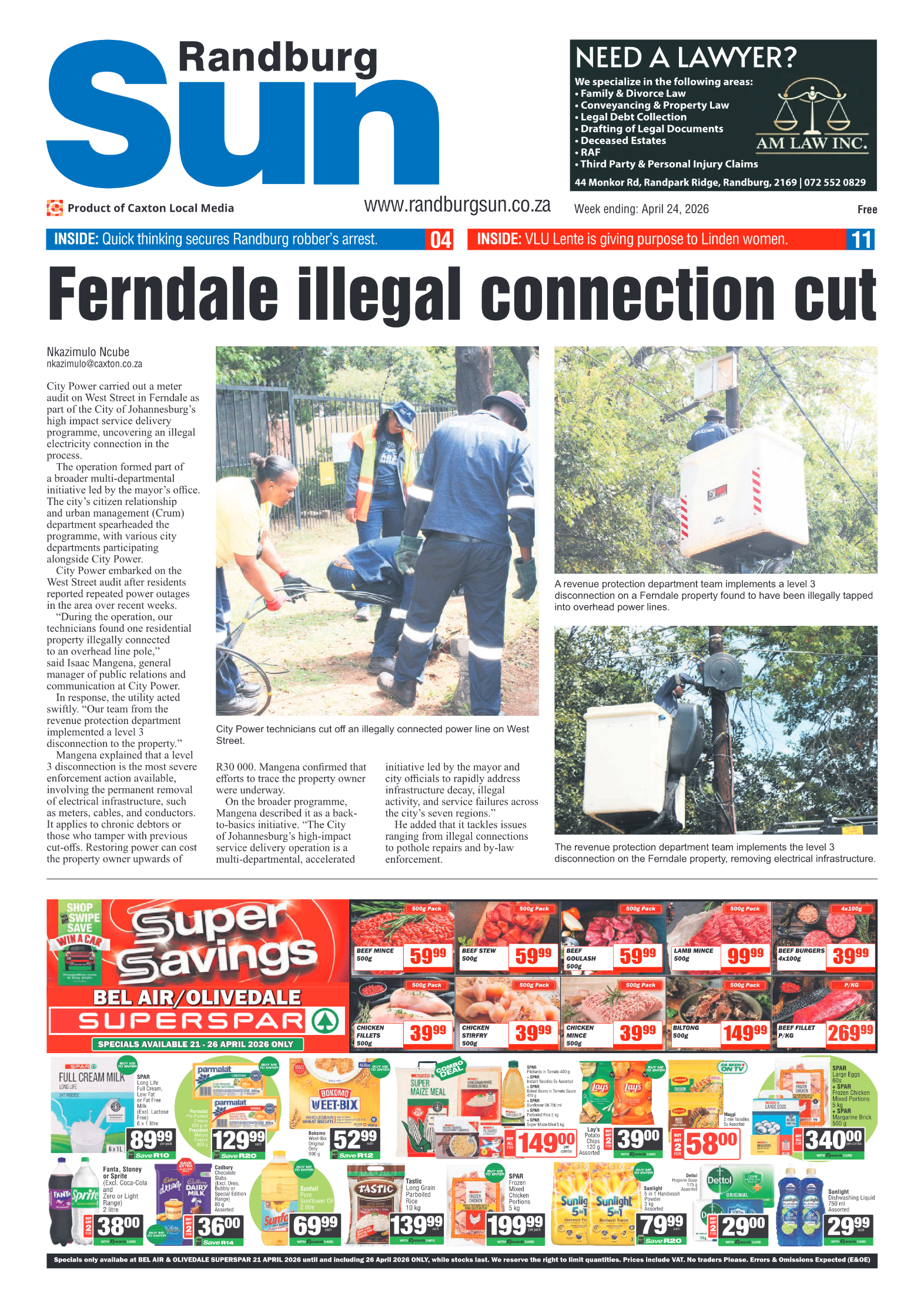 Randburg Sun 24 April 2026 page 1