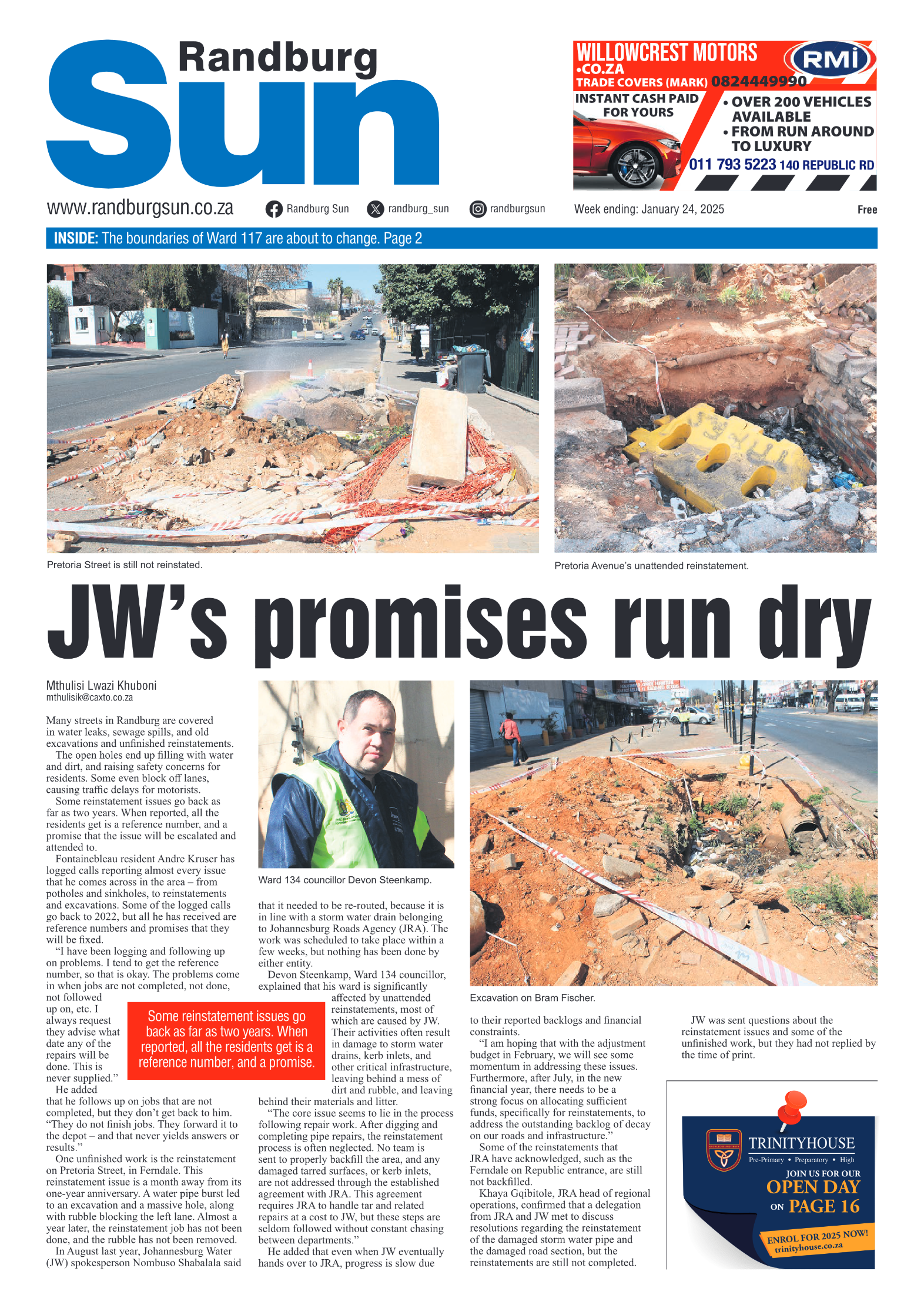 Randburg Sun 24 January 2025 page 1