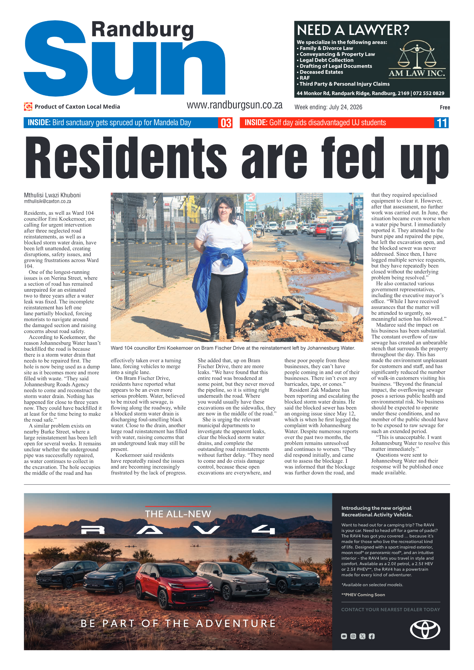 Randburg Sun 24 July 2026 page 1