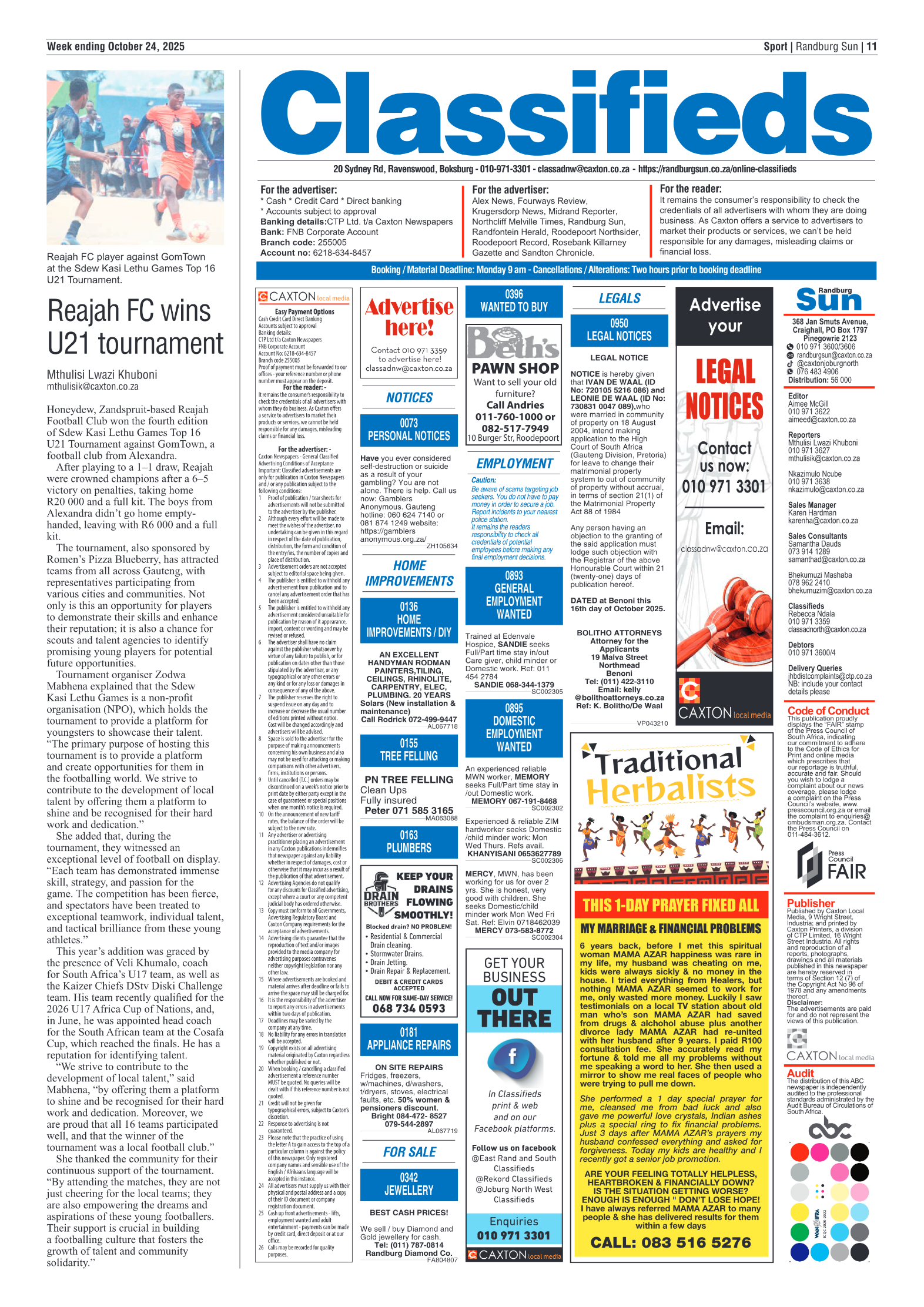 Randburg Sun 24 October 2025 page 11