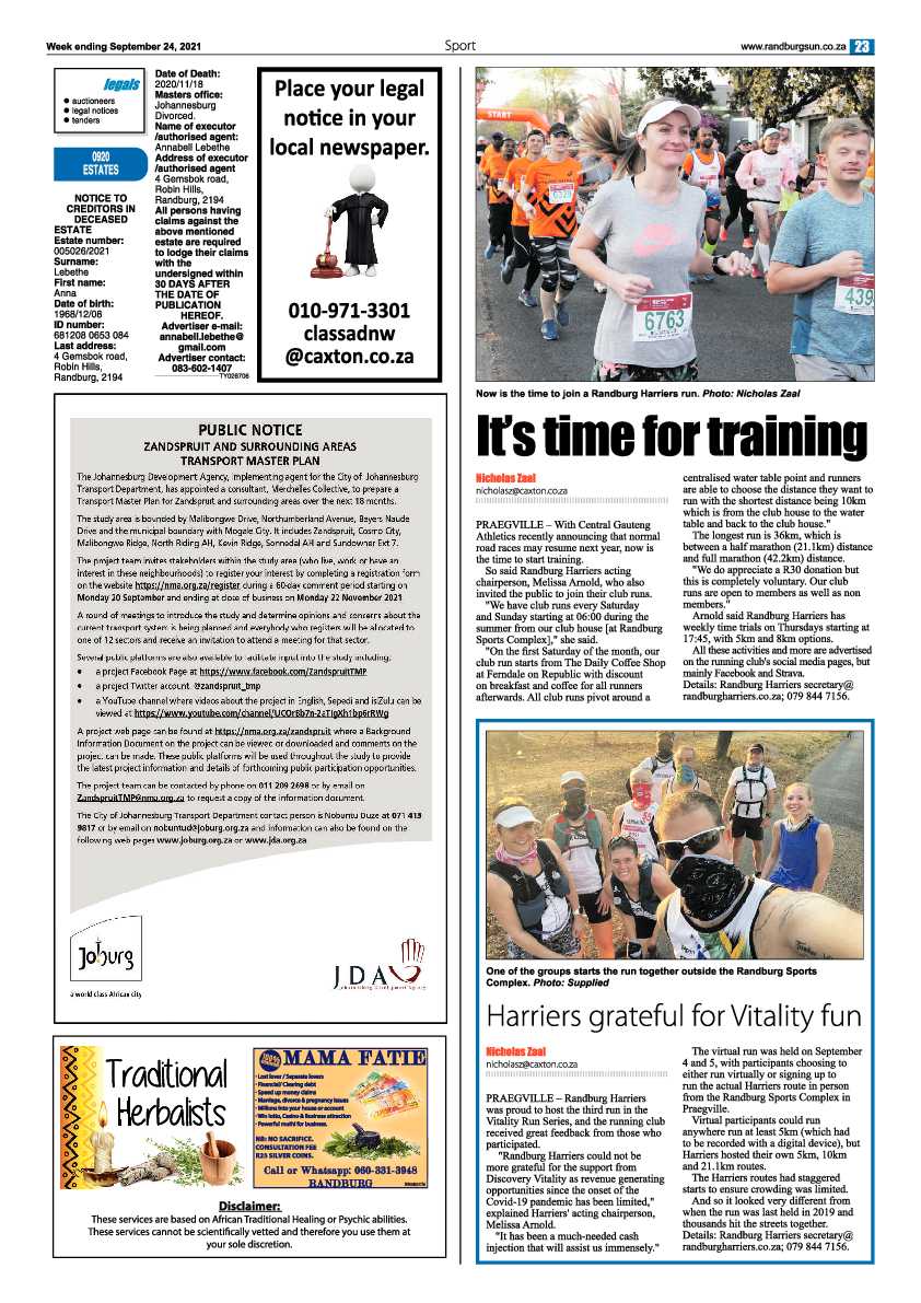 Randburg Sun 24 September 2021 page 23