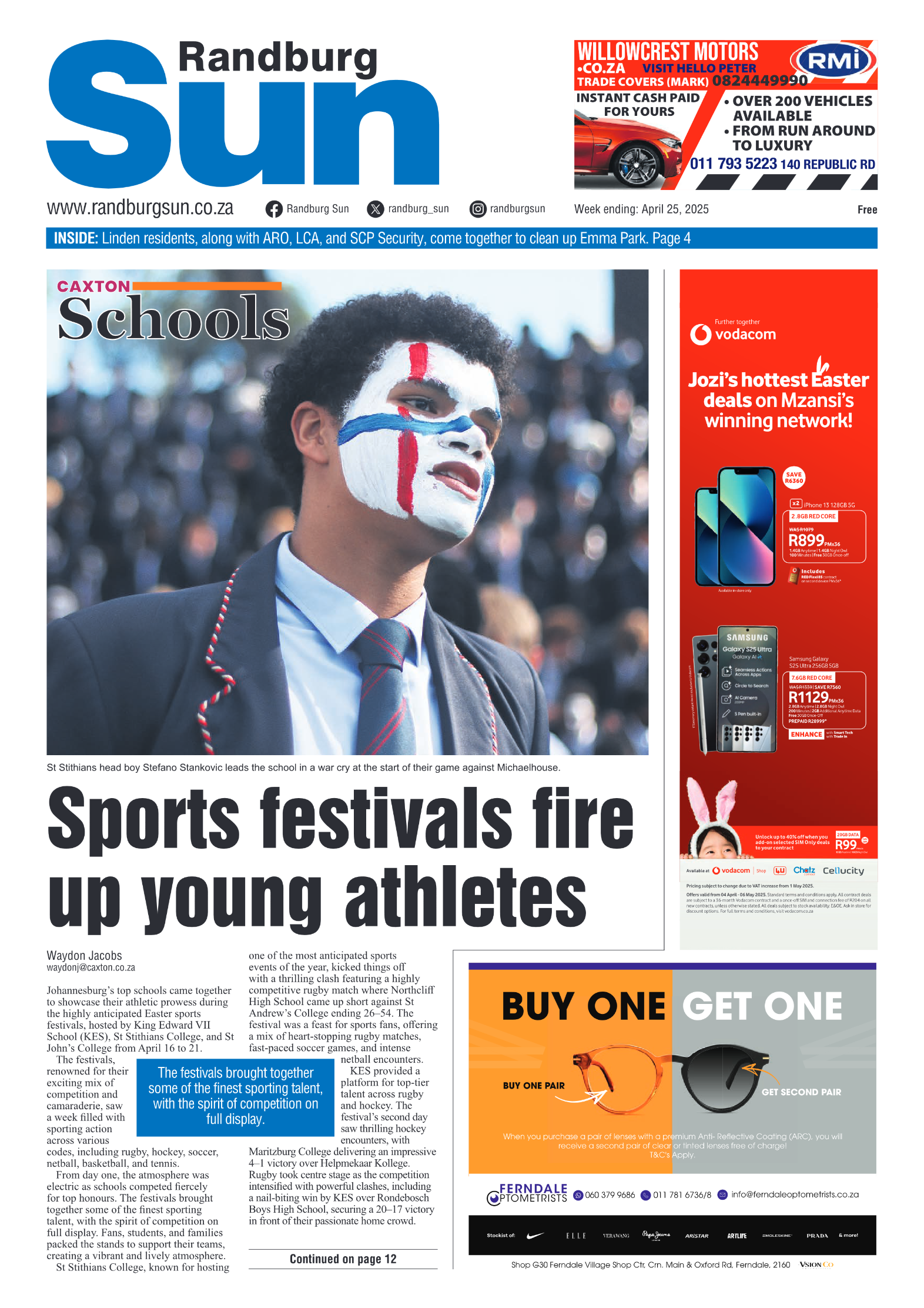 Randburg Sun 25 April 2025 page 1