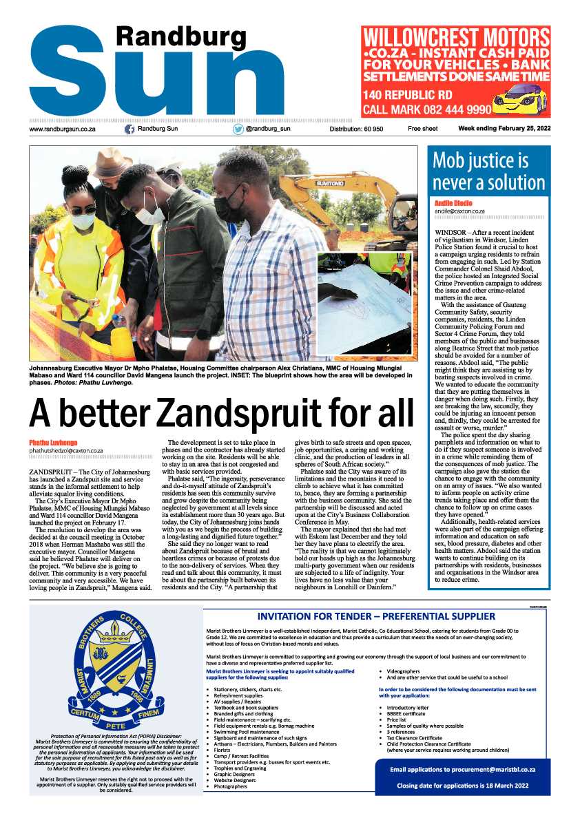 Randburg Sun 25 February 2022 page 1