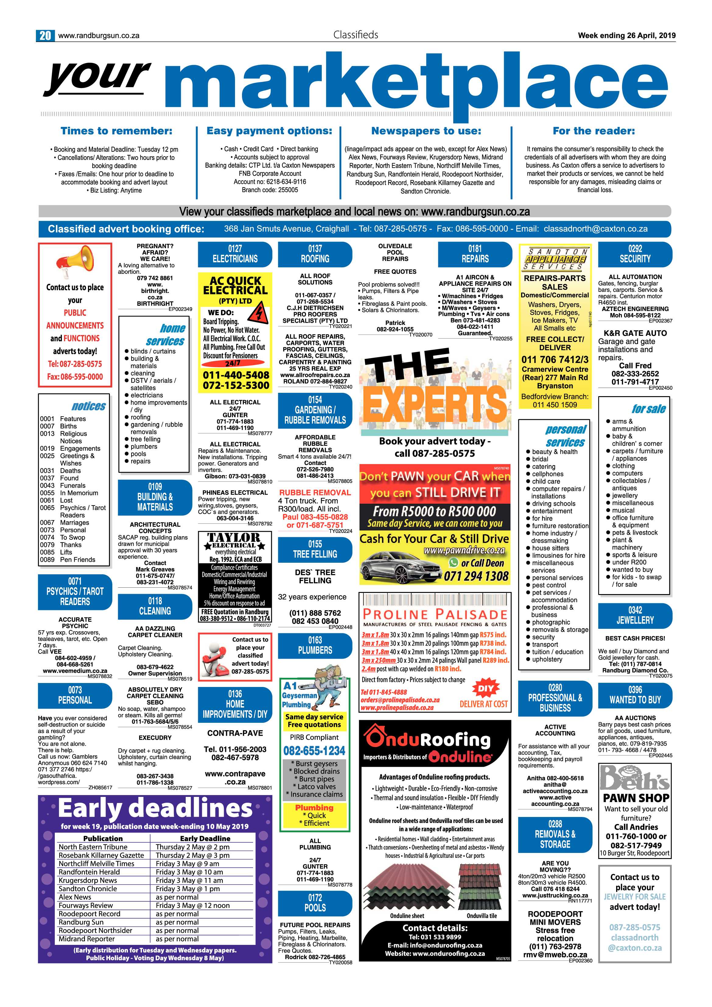 Randburg Sun 26 April, 2019 page 20