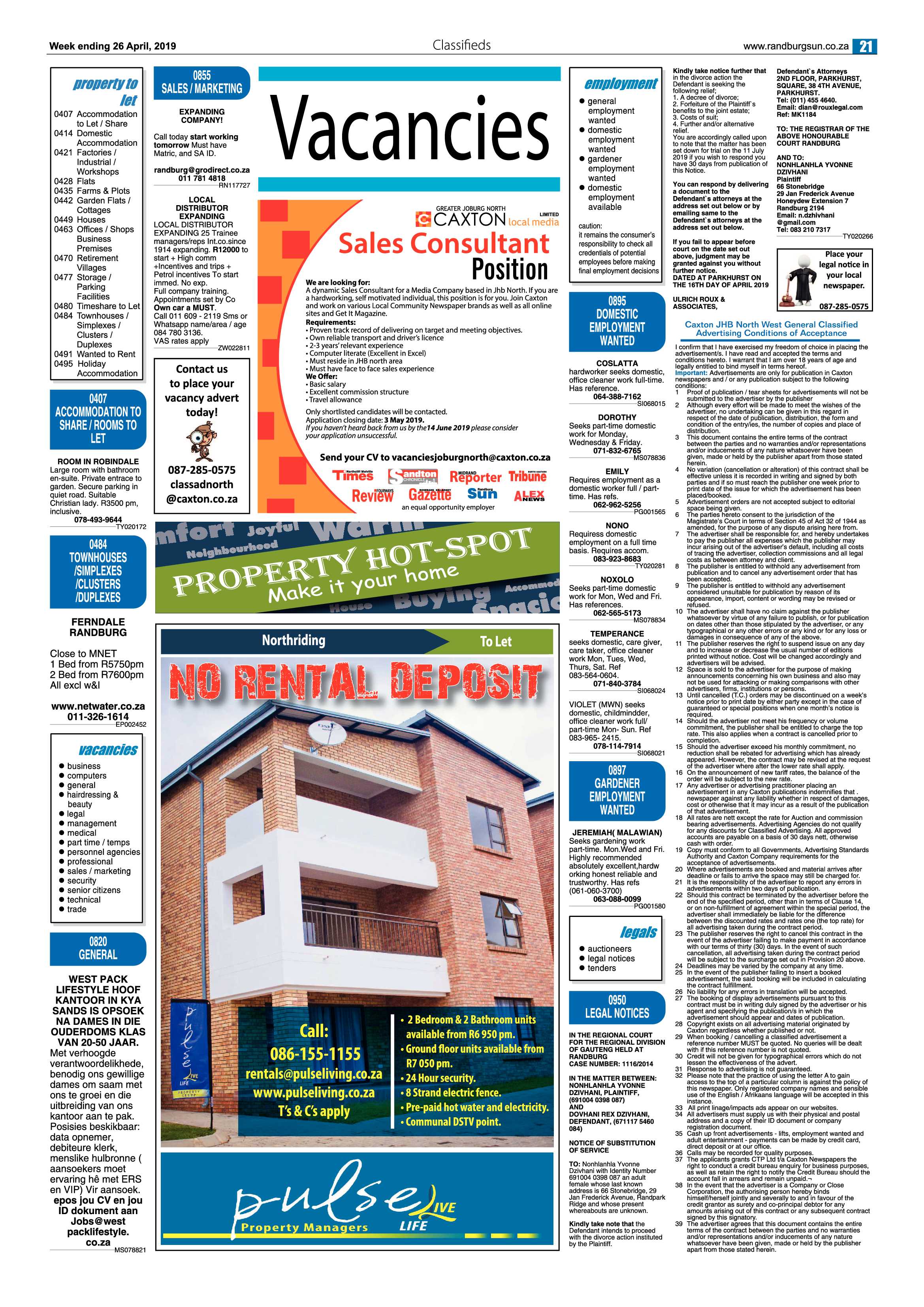 Randburg Sun 26 April, 2019 page 21
