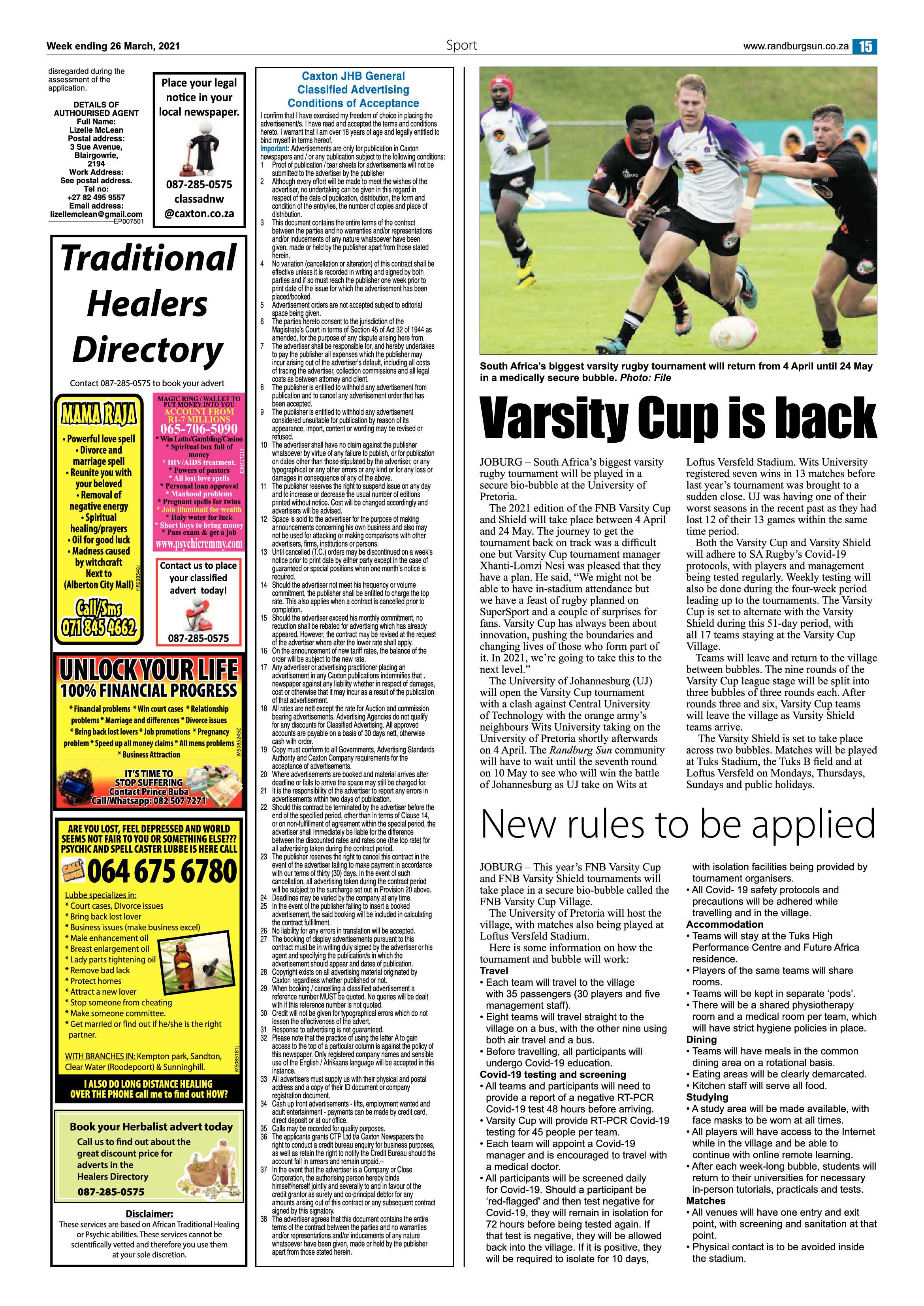 Randburg Sun 26 March 2021 page 15