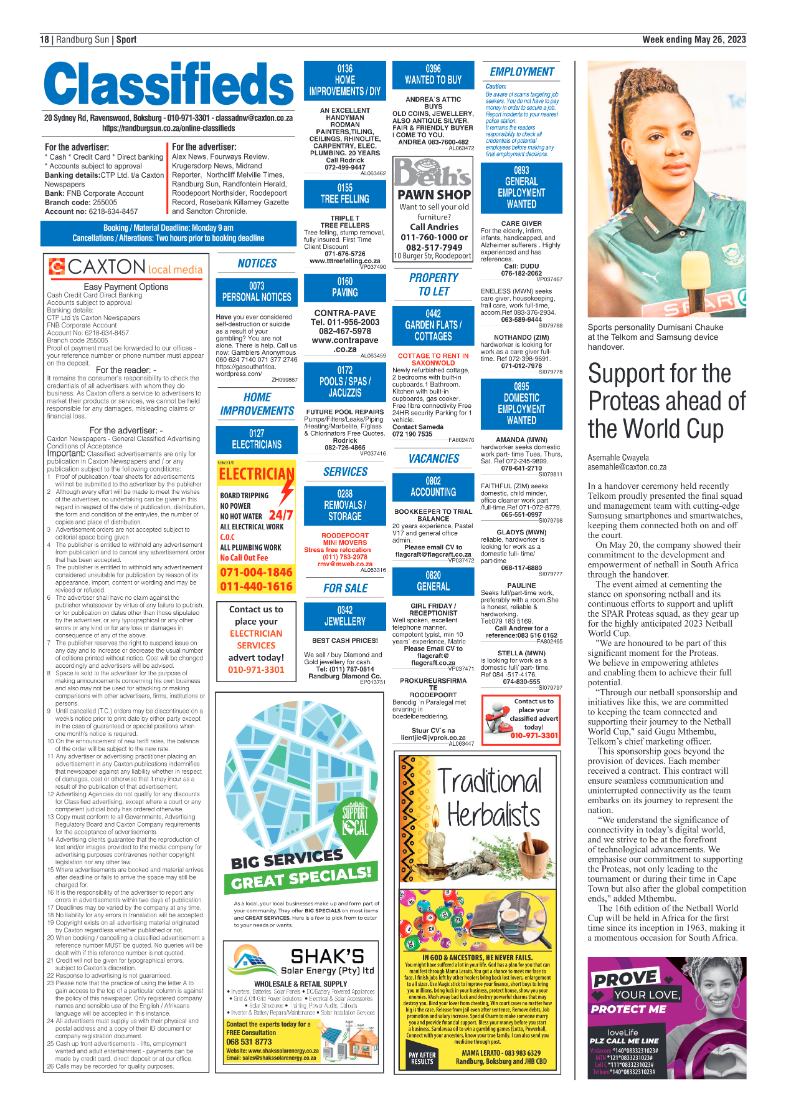 Randburg Sun 26 May 2023 page 18