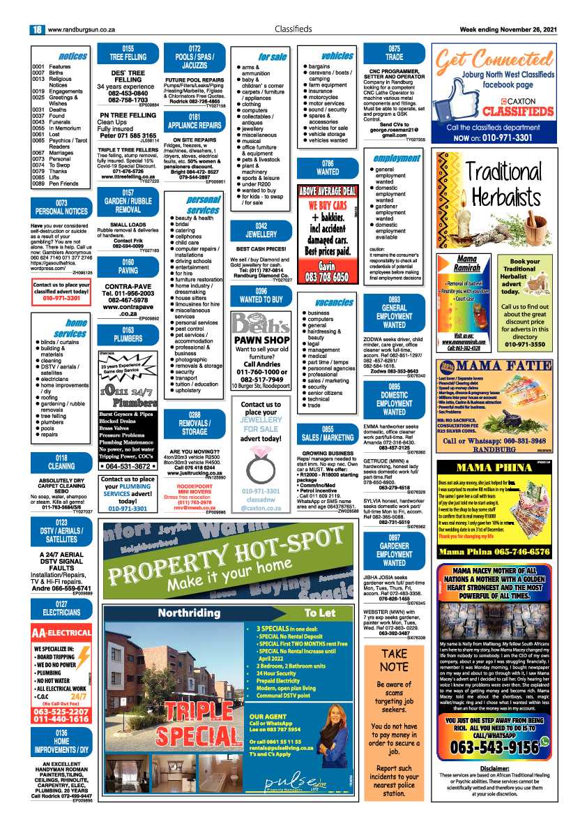Randburg Sun 26 November 2021 page 20