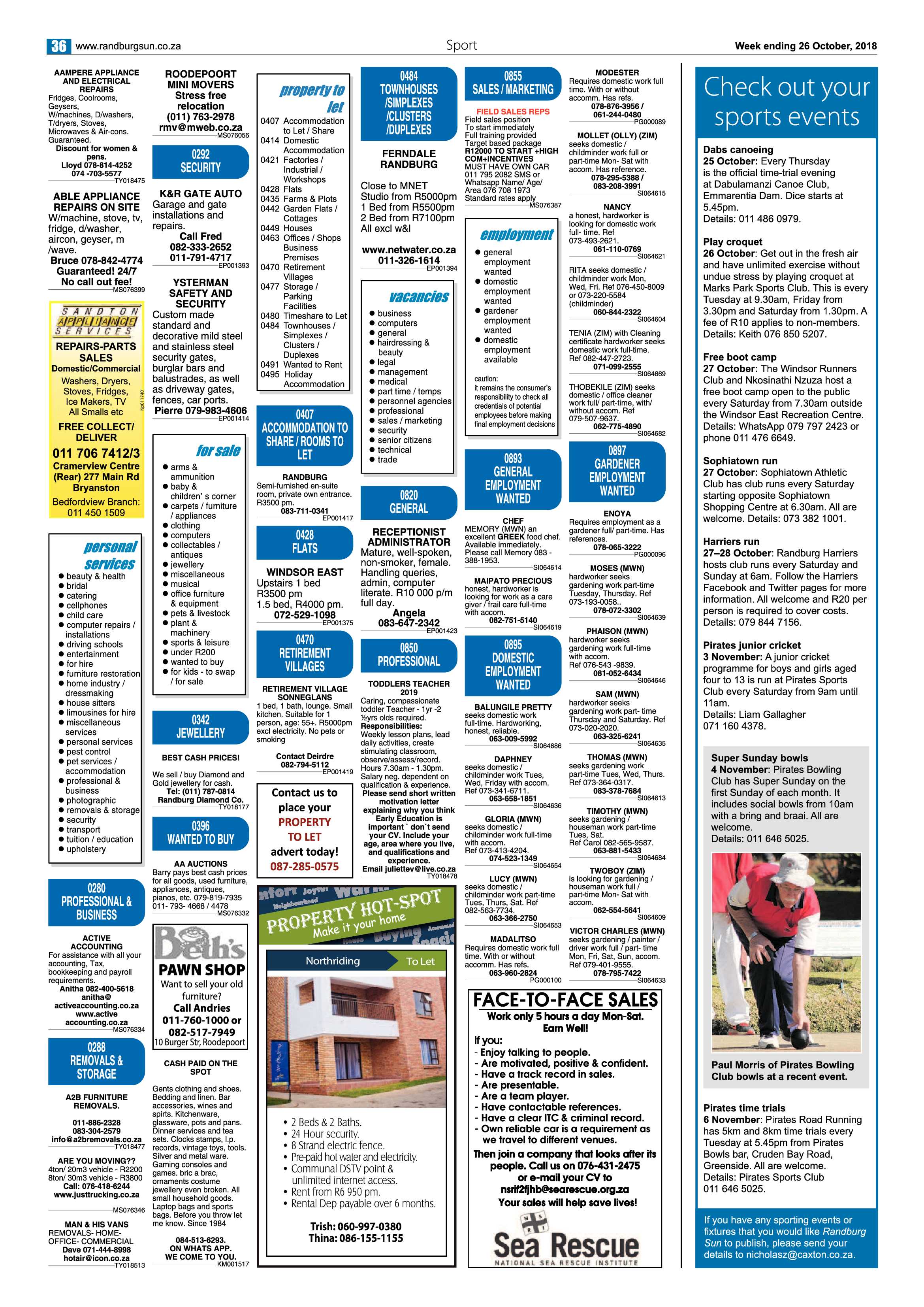 Randburg Sun 26 October 2018 page 36
