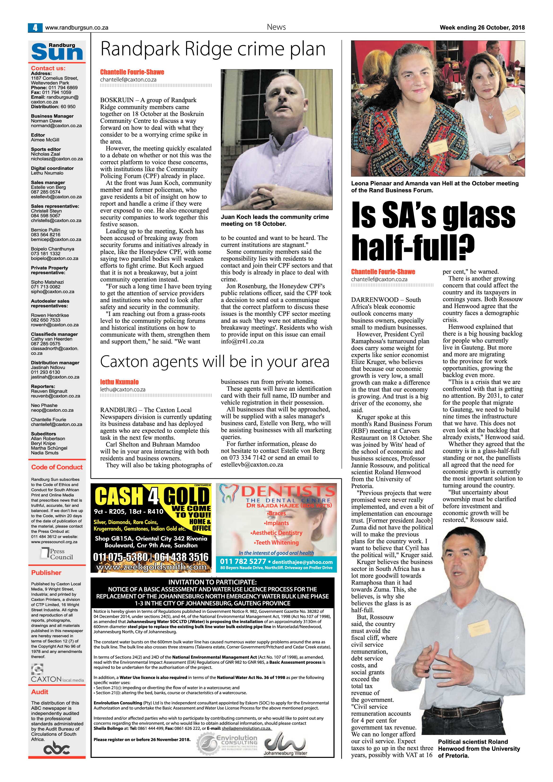 Randburg Sun 26 October 2018 page 4