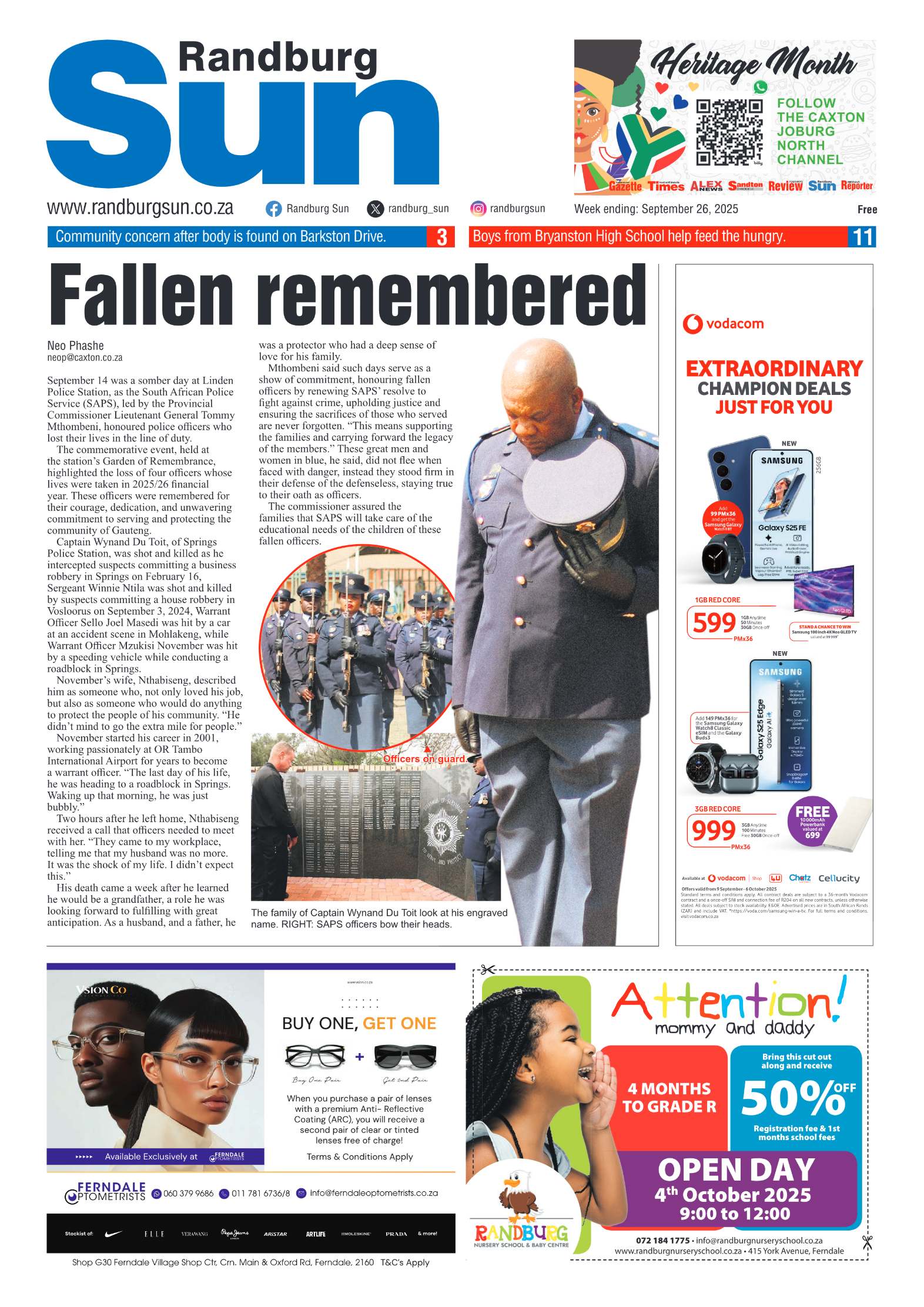 Randburg Sun 26 September 2025 page 1