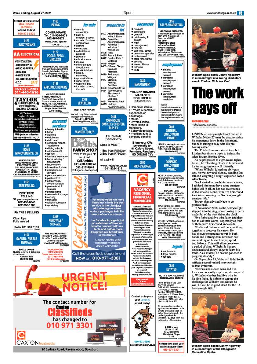 Randburg Sun 27 August 2021 page 17