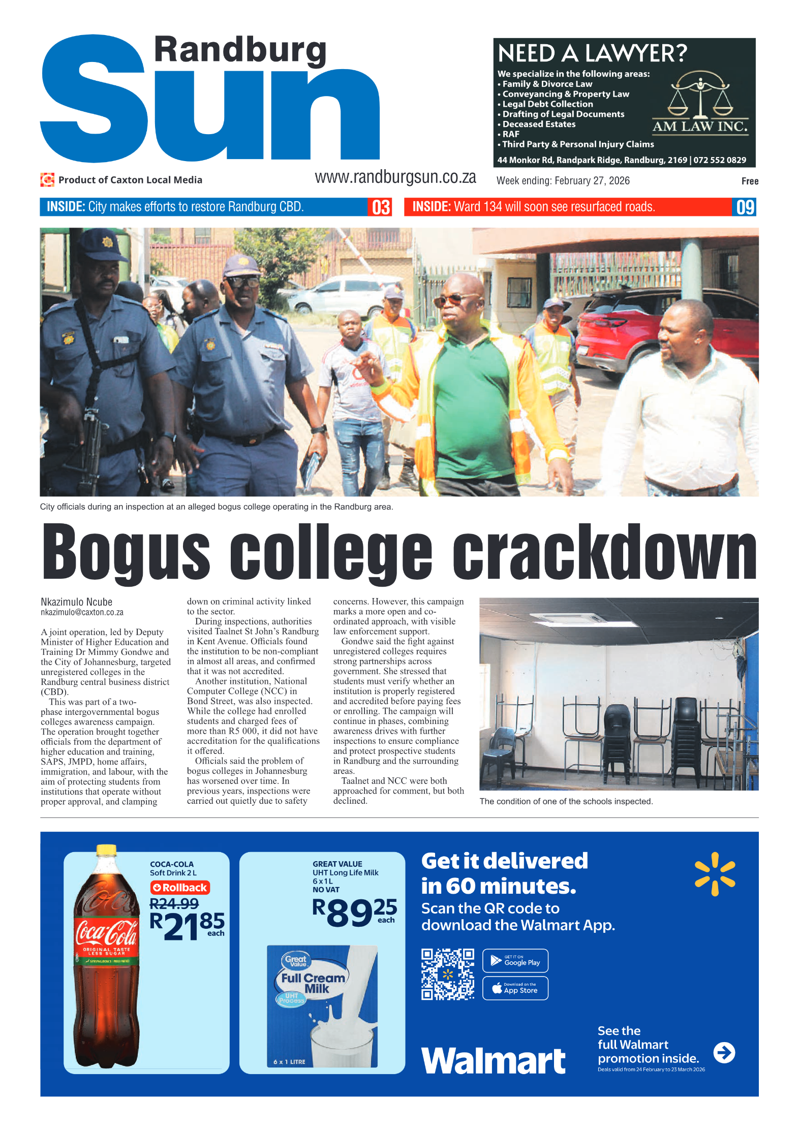 Randburg Sun 27 February 2026 page 1