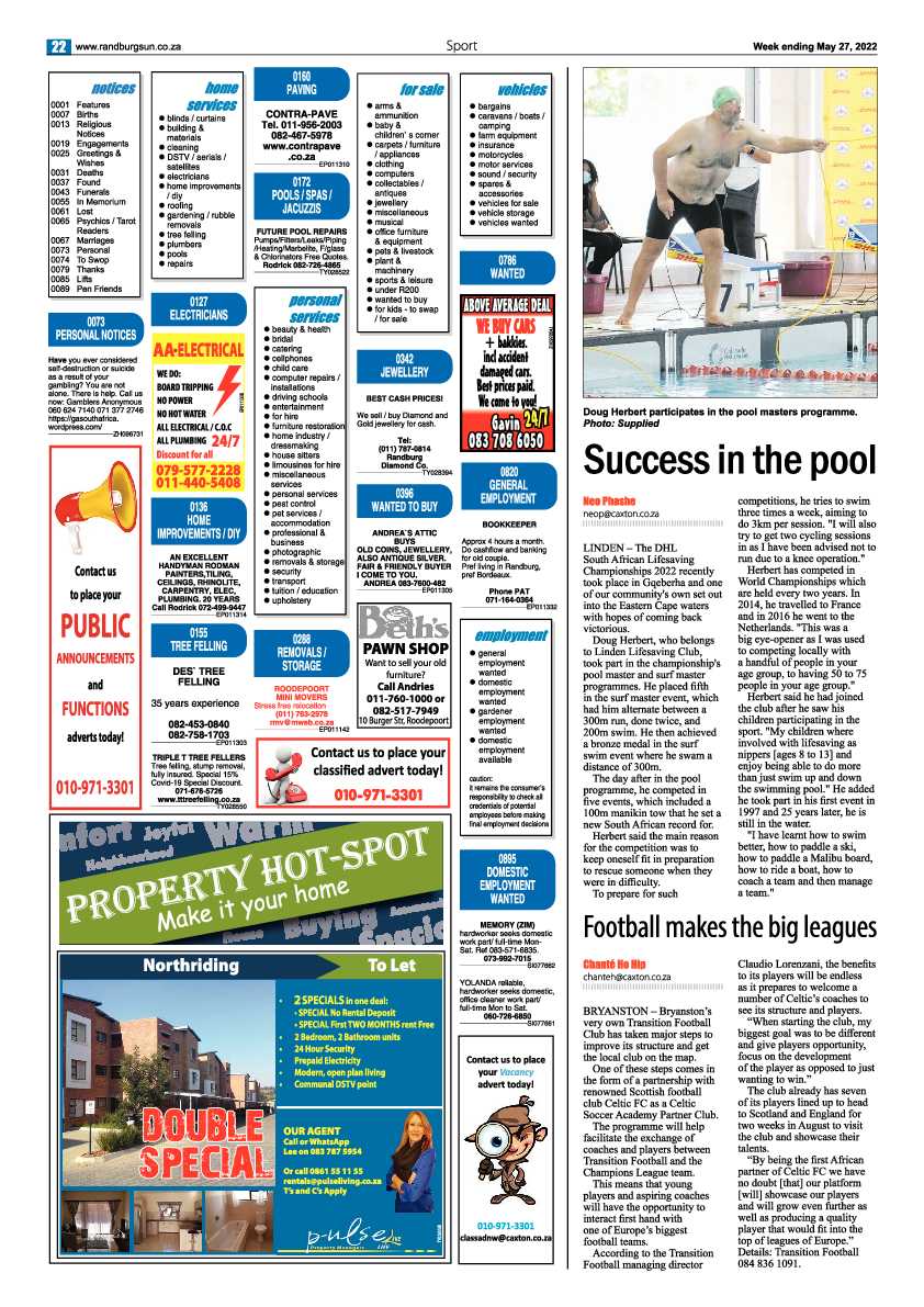 Randburg Sun 27 May 2022 page 22