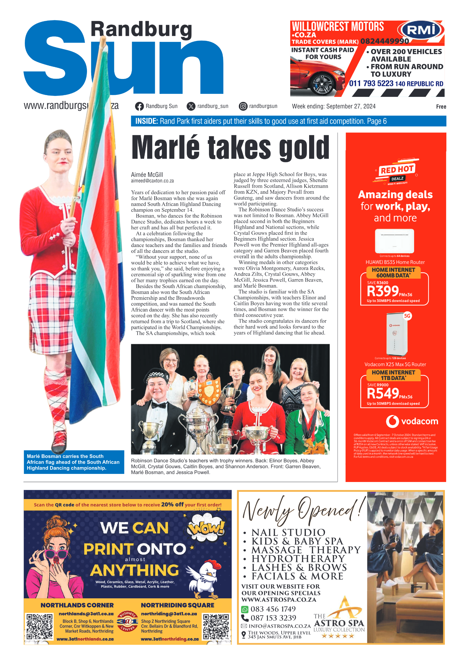 Randburg Sun 27 September 2024 page 1