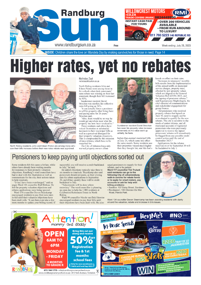 Randburg Sun 28 July 2023 page 1
