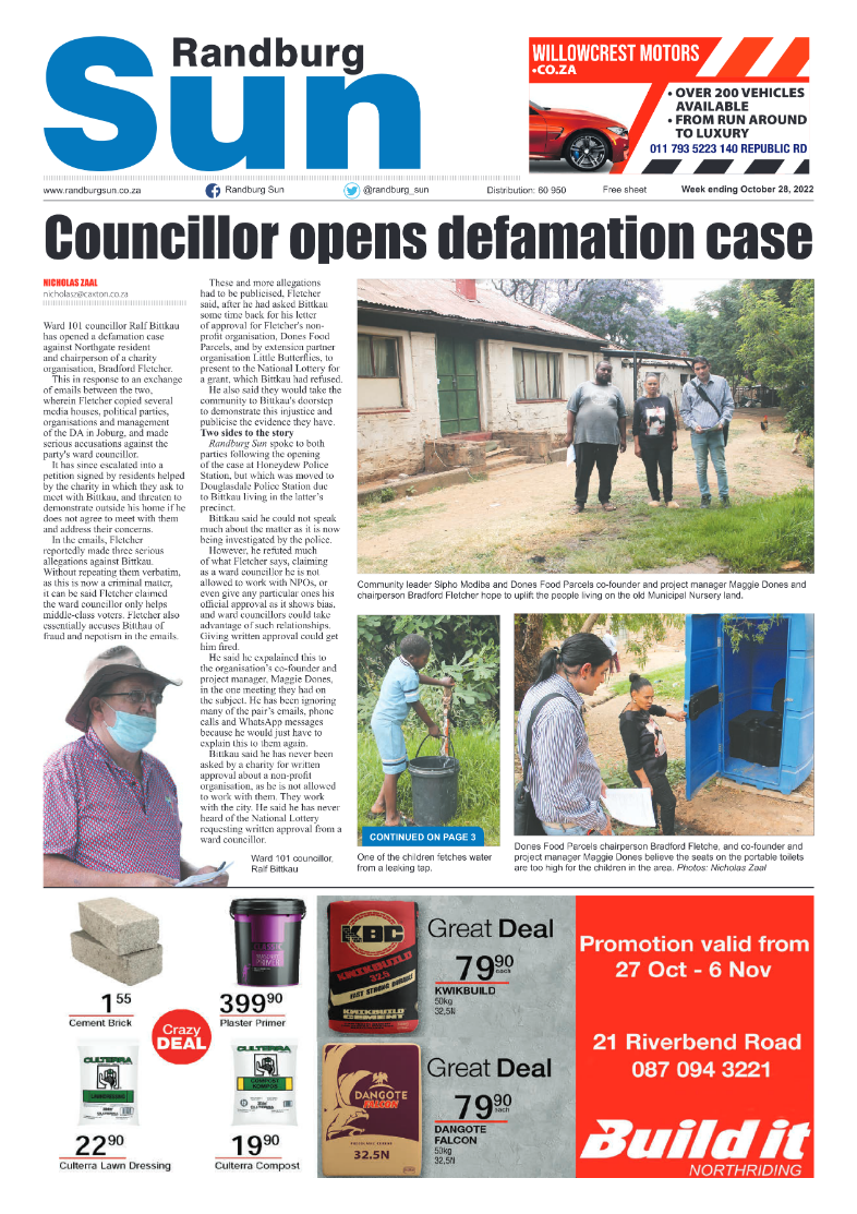 Randburg Sun 28 Ocober 2022 page 1