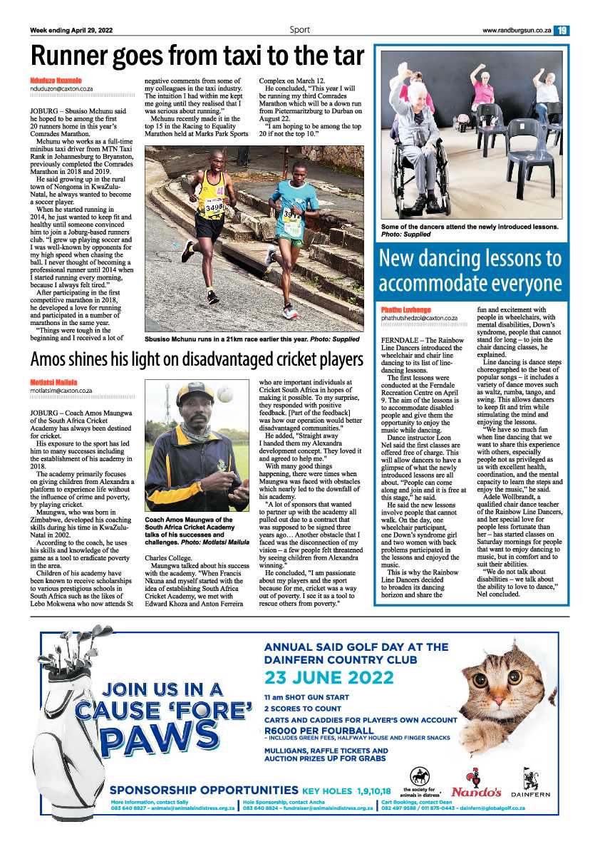Randburg Sun 29 April 2022 page 19