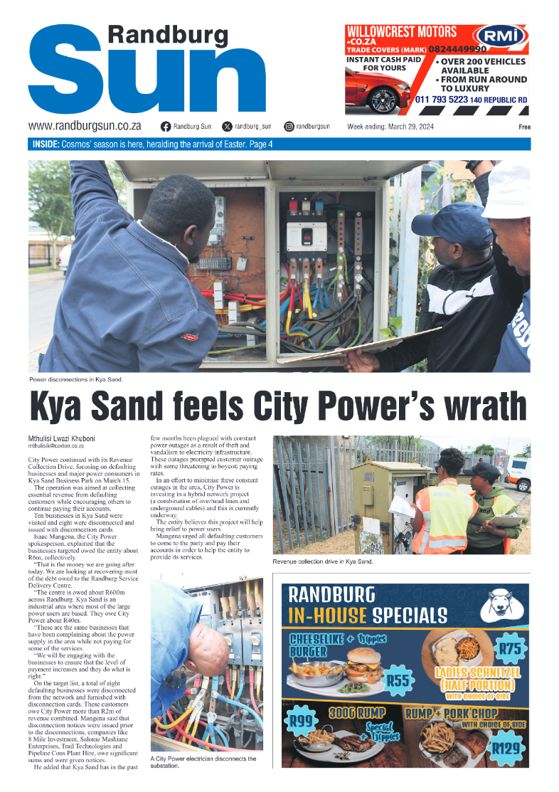 Randburg Sun 29 March 2024 page 1