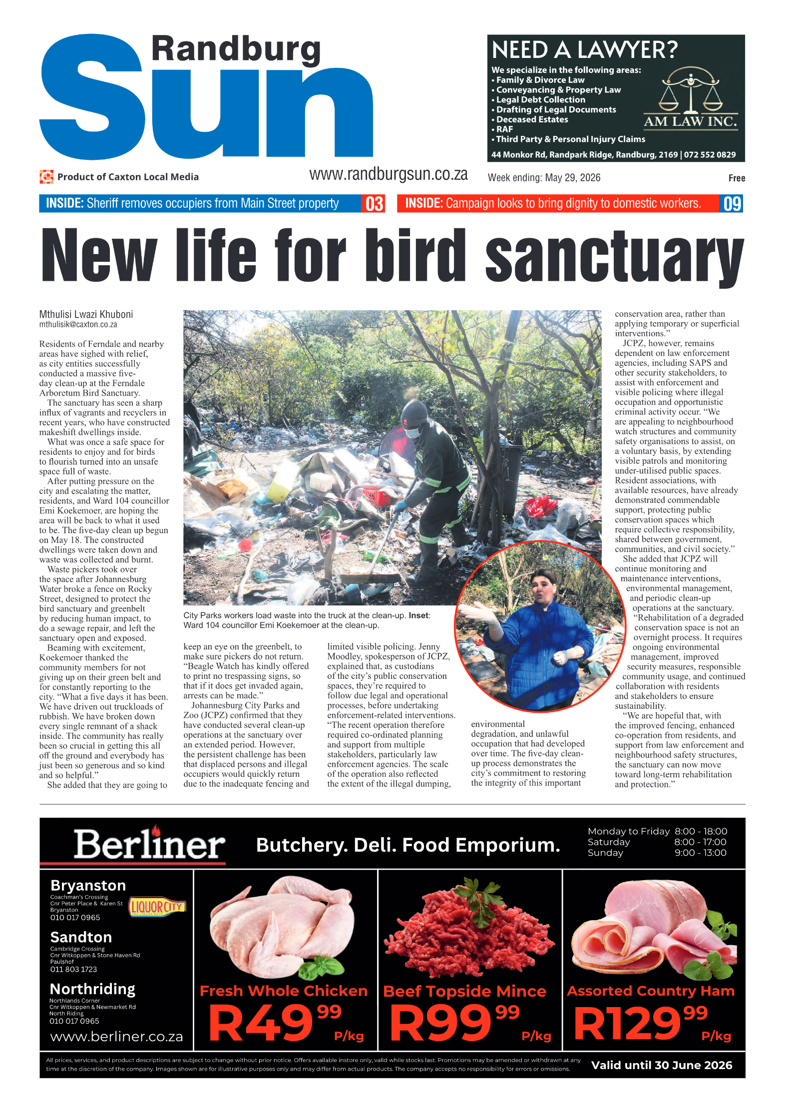 Randburg Sun 29 May 2026 page 1