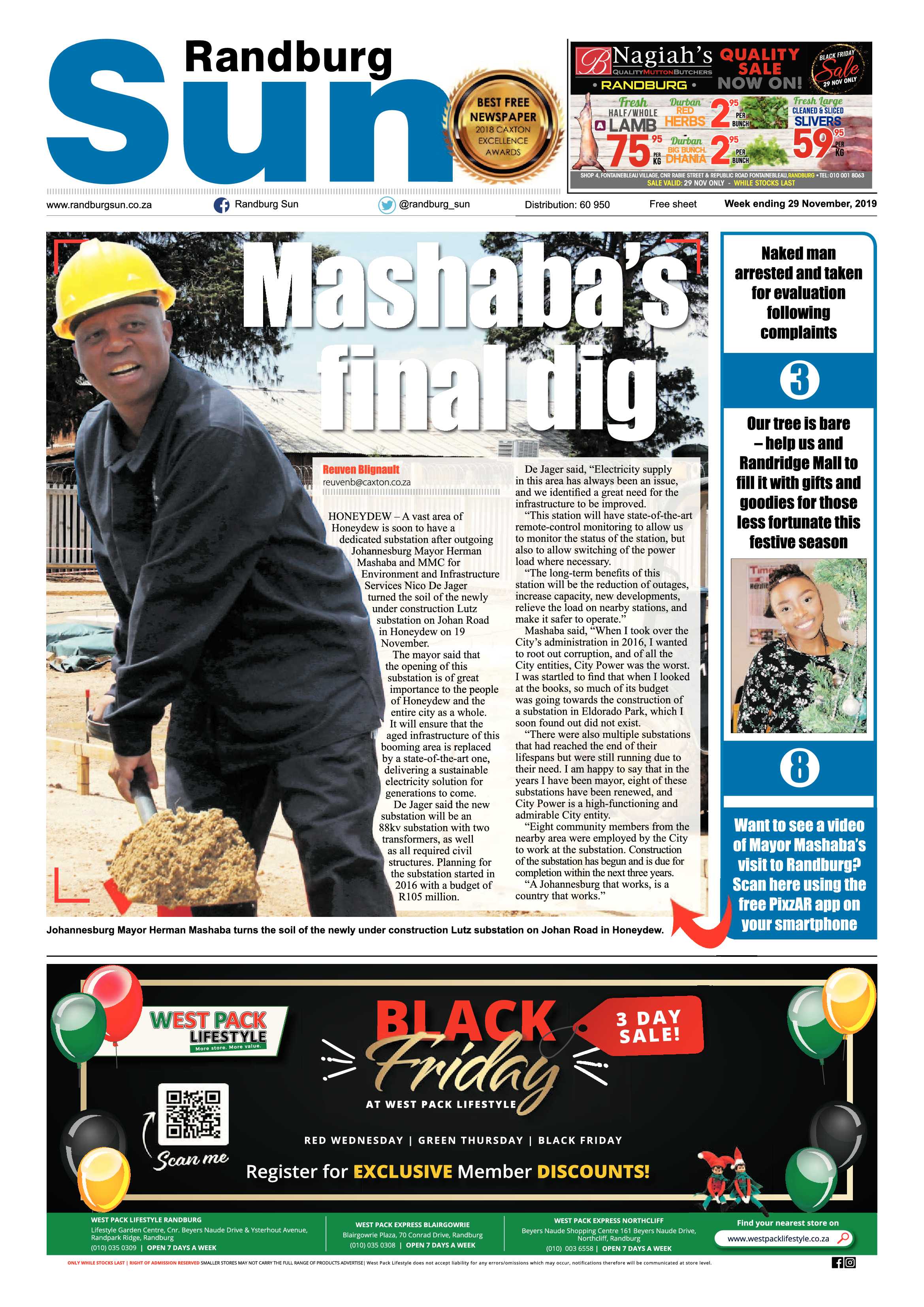 Randburg Sun 29 November 2019 page 1